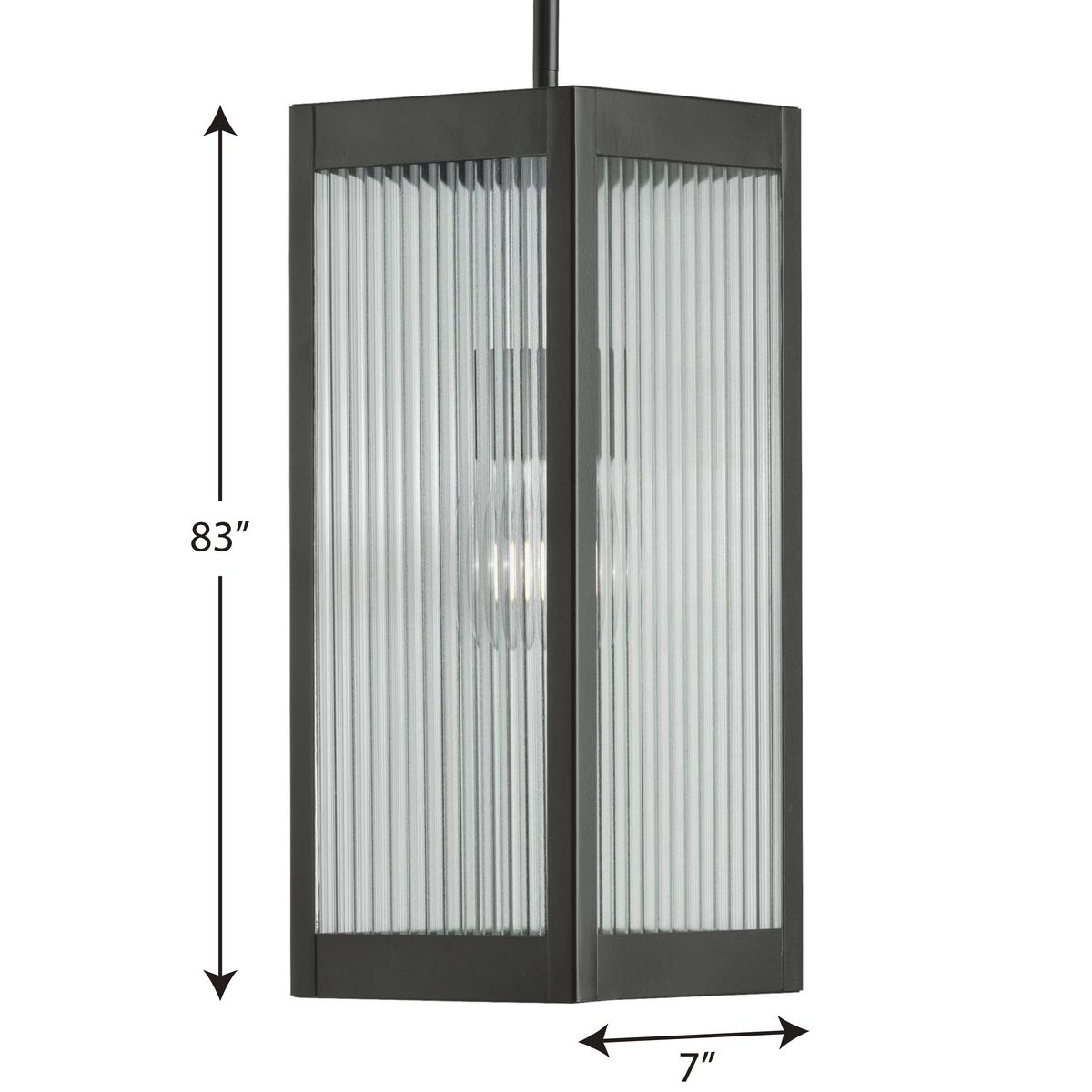Matte Black Rippled Glass Outdoor Hanging Lantern