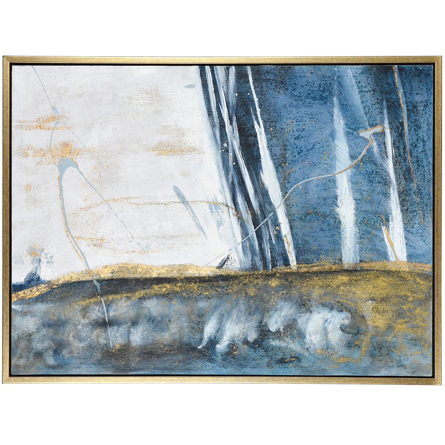 StyleCraft Home Collection AJW34239DS Contemporary Still Life - Hand Embellished Framed Canvas Wall Art Unknown Gold Plastic Framed 32-in H x 42-in W Abstract Canvas Painting