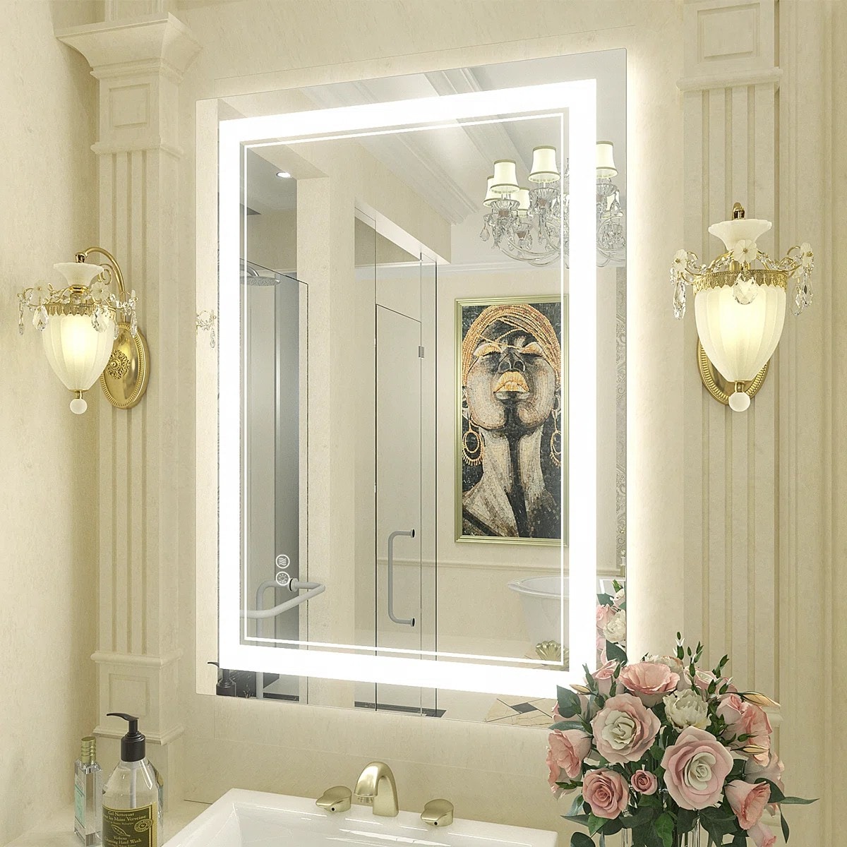 Blisstyle PREMIUM Polished Frameless Rectangle Dimmable LED Lighted Fog Free Bathroom Vanity Mirror