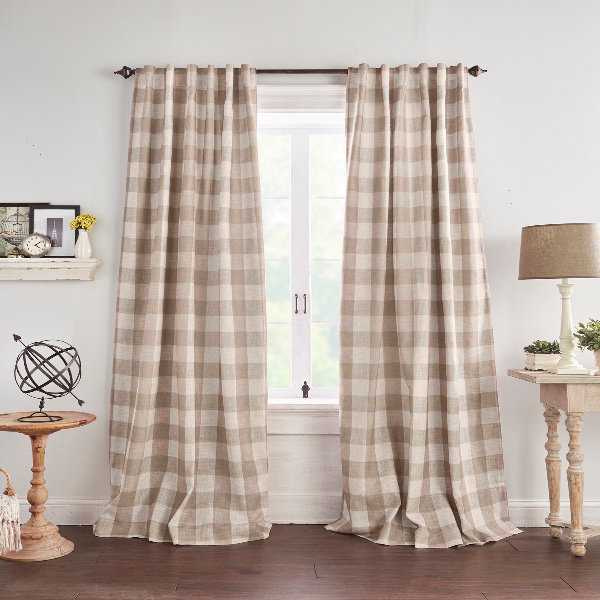 Elrene Home Fashions 739550334036 84-in Linen Plaid Blackout Standard lined Rod pocket Single curtain panel