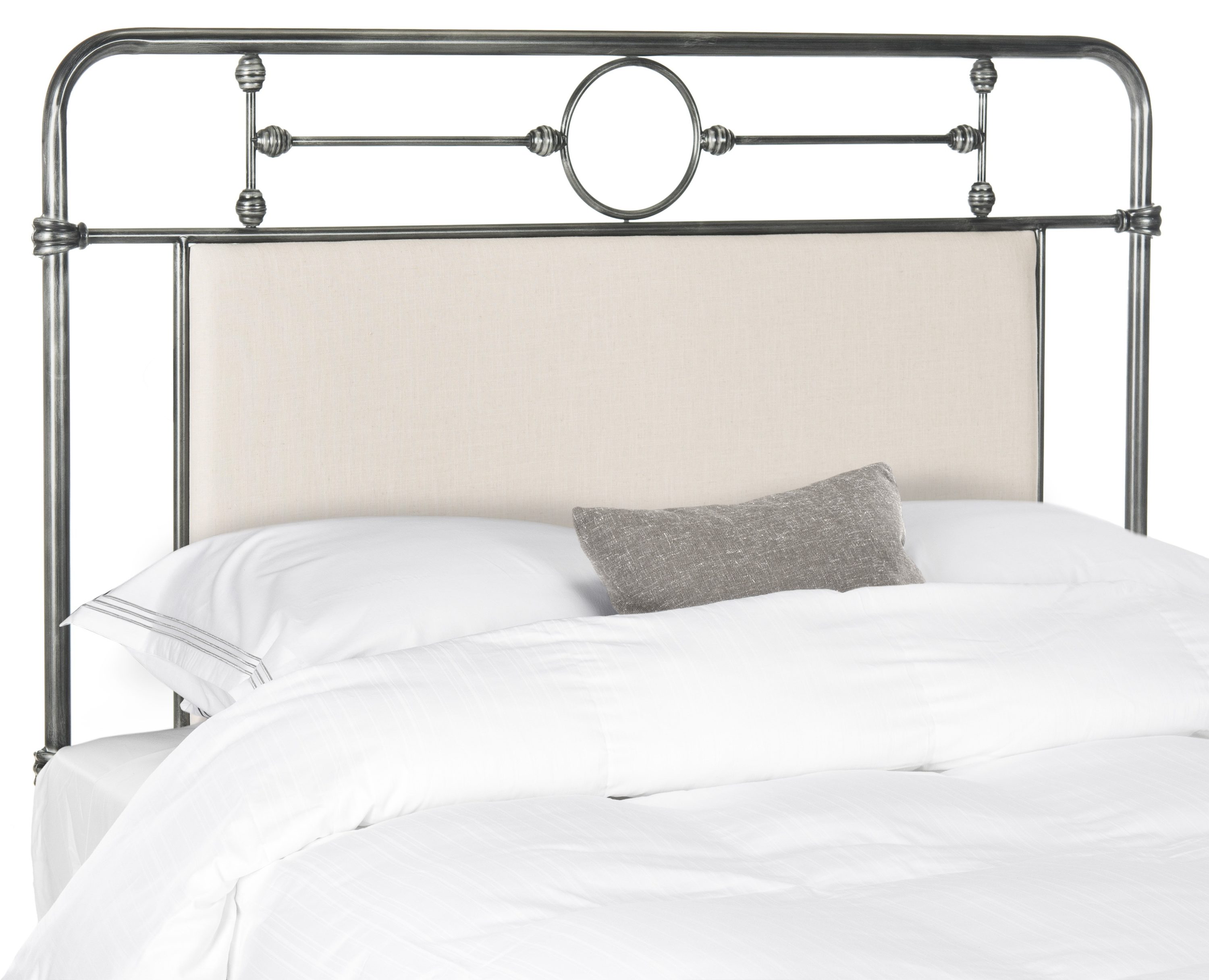 Safavieh FOX6254A-F Brandy Beige/Antique Iron Full Synthetic Upholstered Headboard