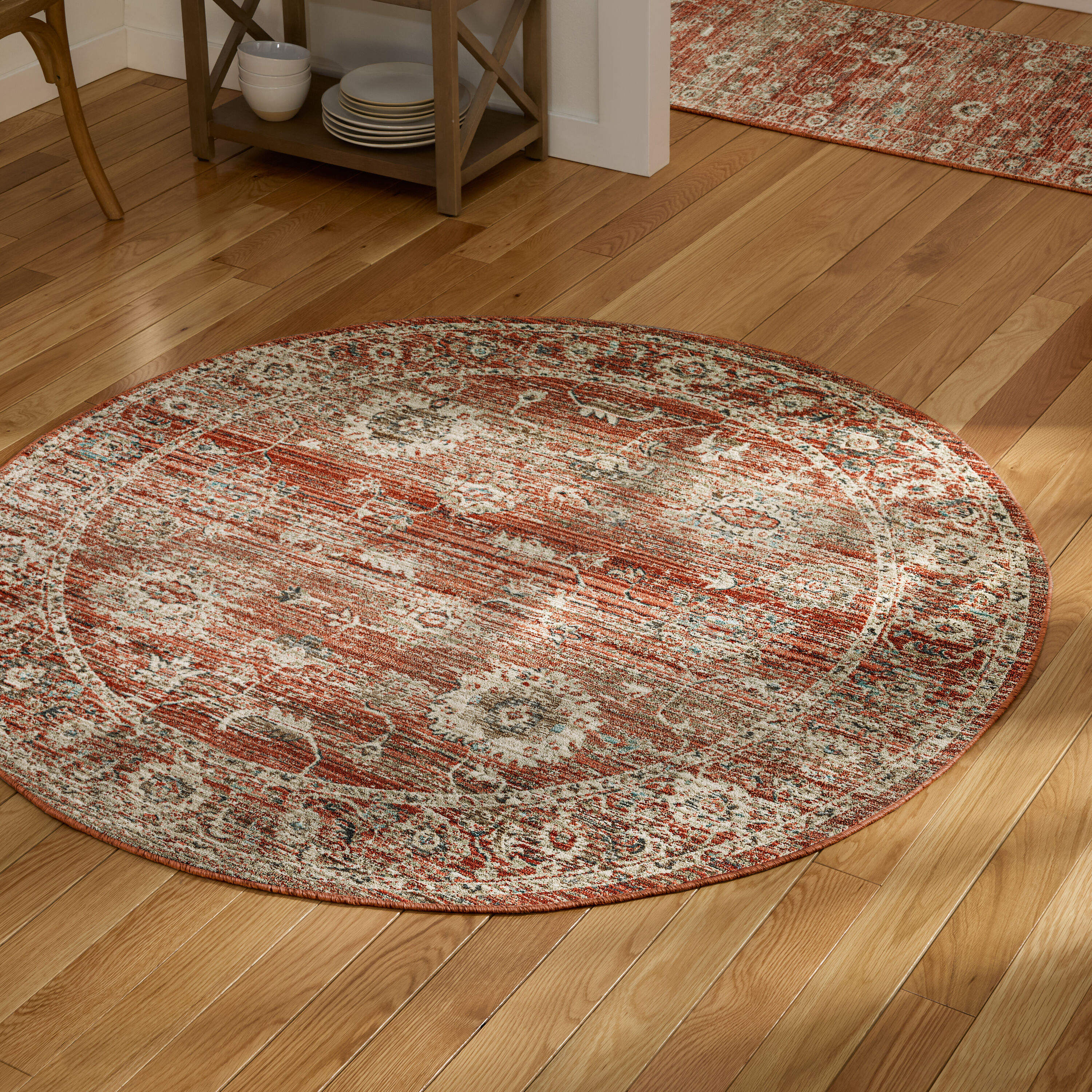 allen + roth 6R-9779-209 5 x 5 (ft) Loomed Polyester Rust Round Indoor Area rug