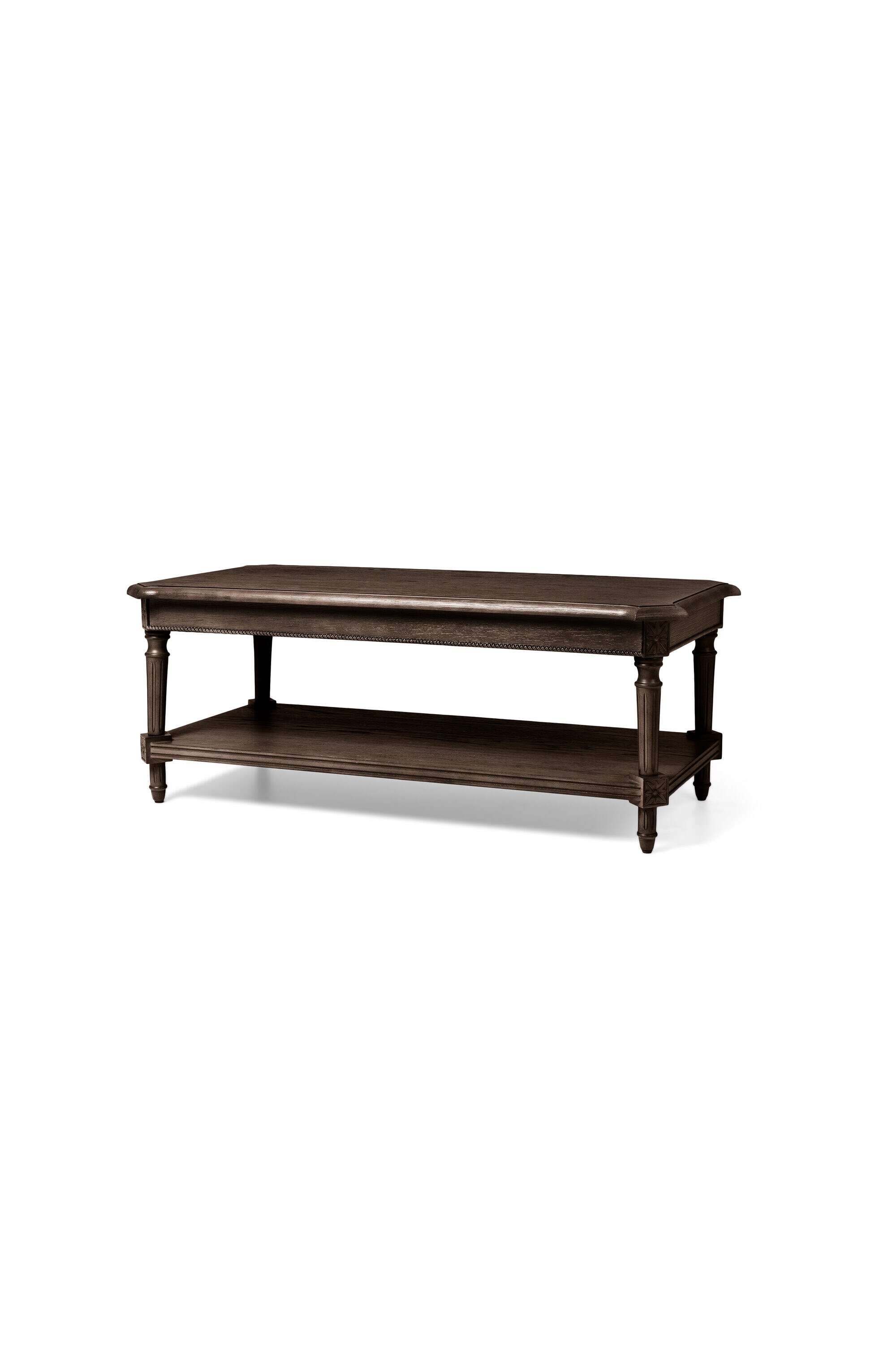 Maven Lane ML352101-WCT-BR Pullman Traditional Rectangular Wooden Coffee Table in Antiqued Brown Finish