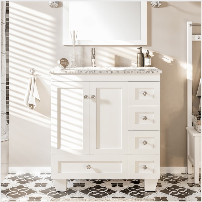 Eviva Happy 28 In White Undermount, Bathroom Vanity Ideas With Storage