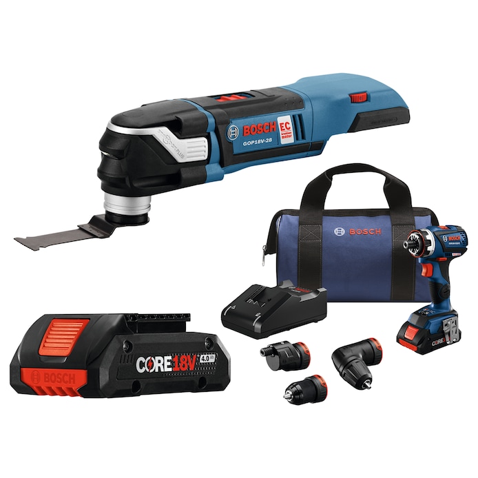 Shop Bosch 18V Brushless 3-Tool Kit w/ Chameleon 5-in-1 Drill Driver/  Starlock Oscillating Tool/ 2x4.0ah Batteries, Charger and Bag at