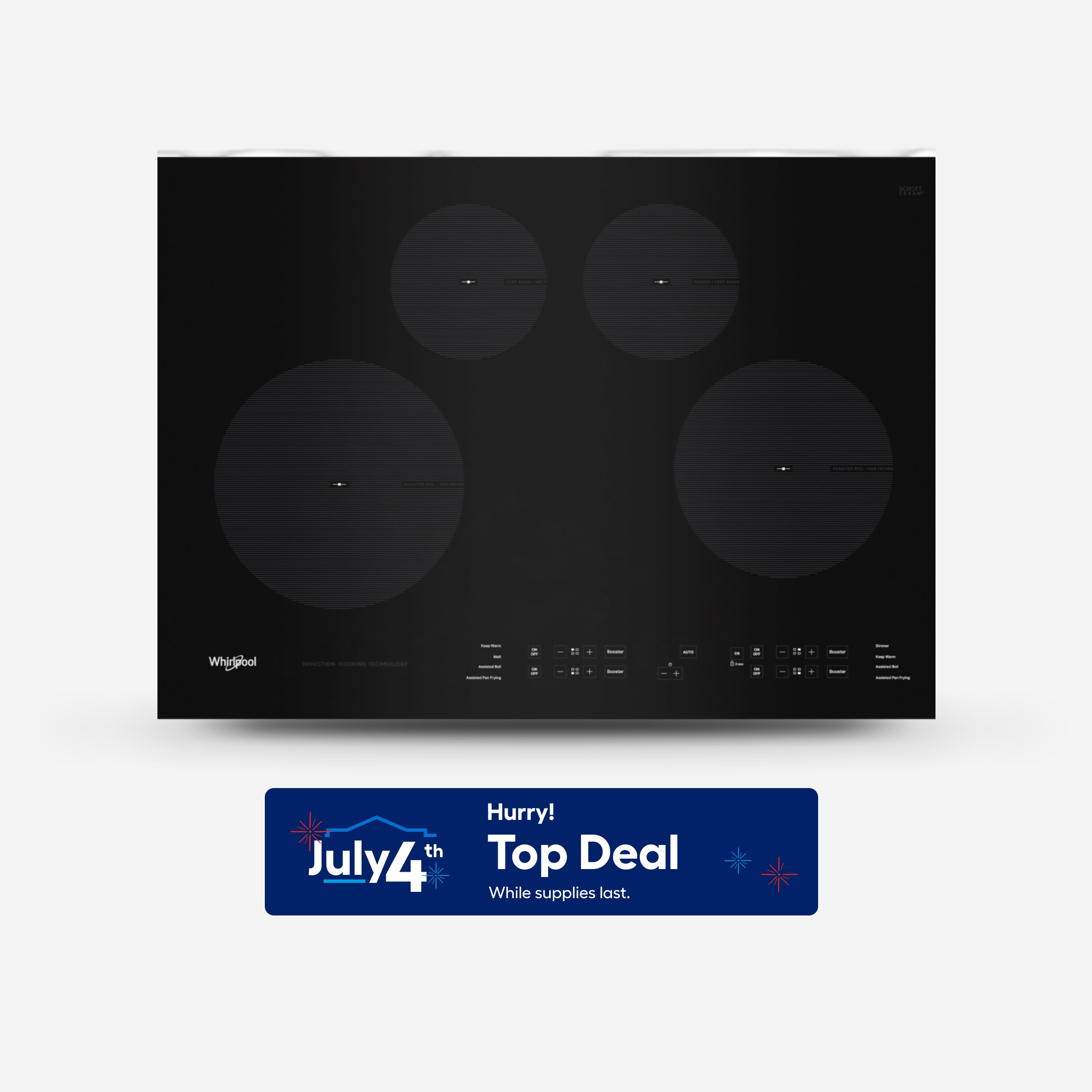 Whirlpool WCIT6030SB Wipe Clean 30-in 4 burners Black Induction Cooktop
