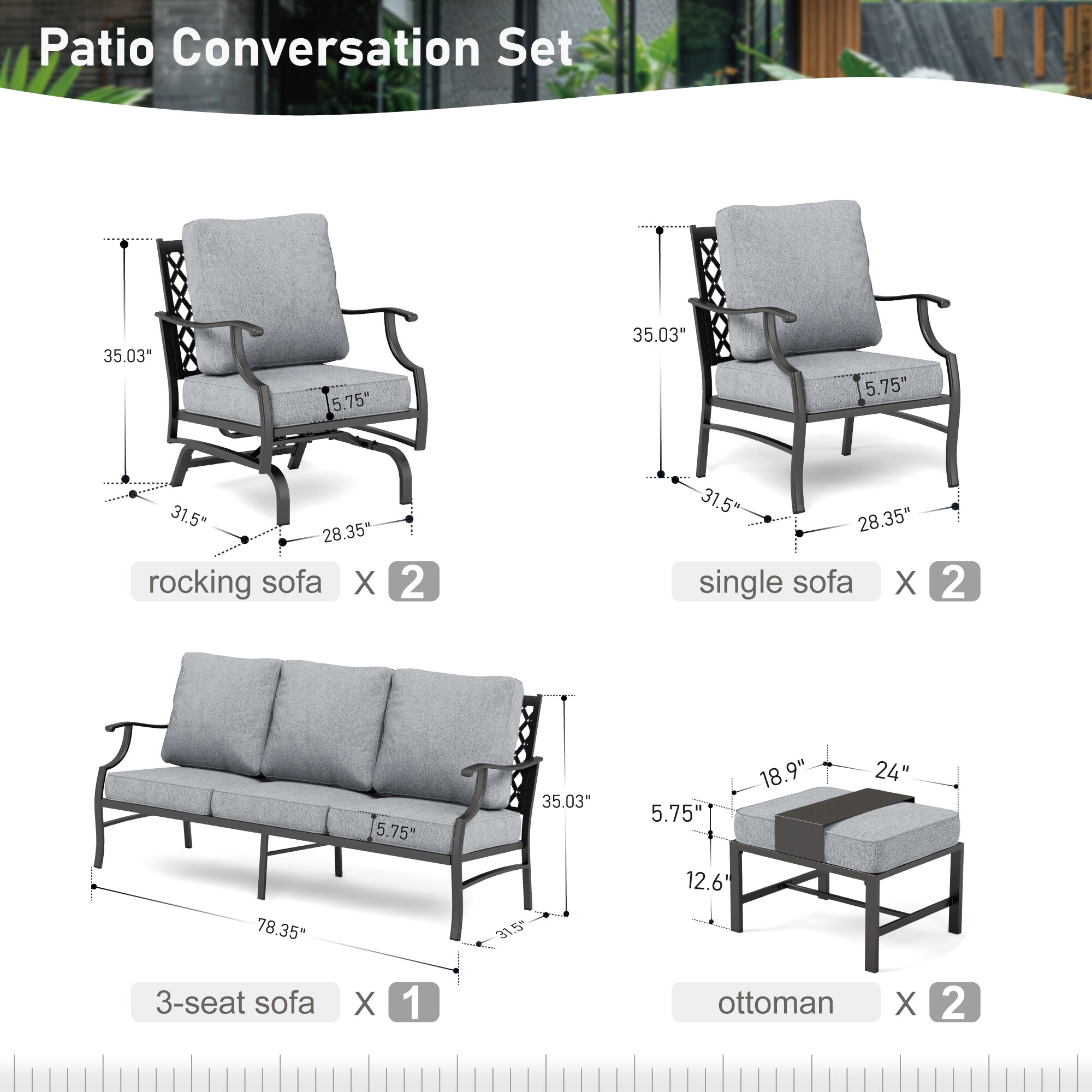 Sunshine Valley CP003-06-9-GR Patio-Conversation-Sets - View #10