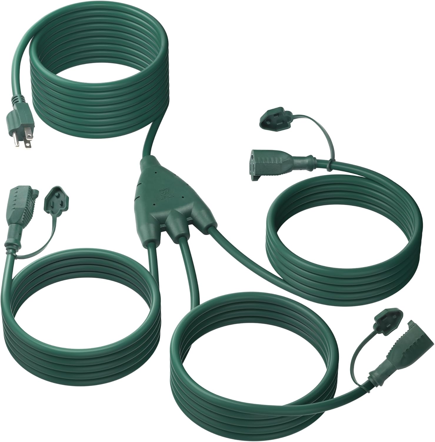 BN-LINK  1 to 3 Splitter Extension Cord 24 ft Each 36 ft Total Multi Outlet 16 3 SJTW Weather Resistant ETL Listed