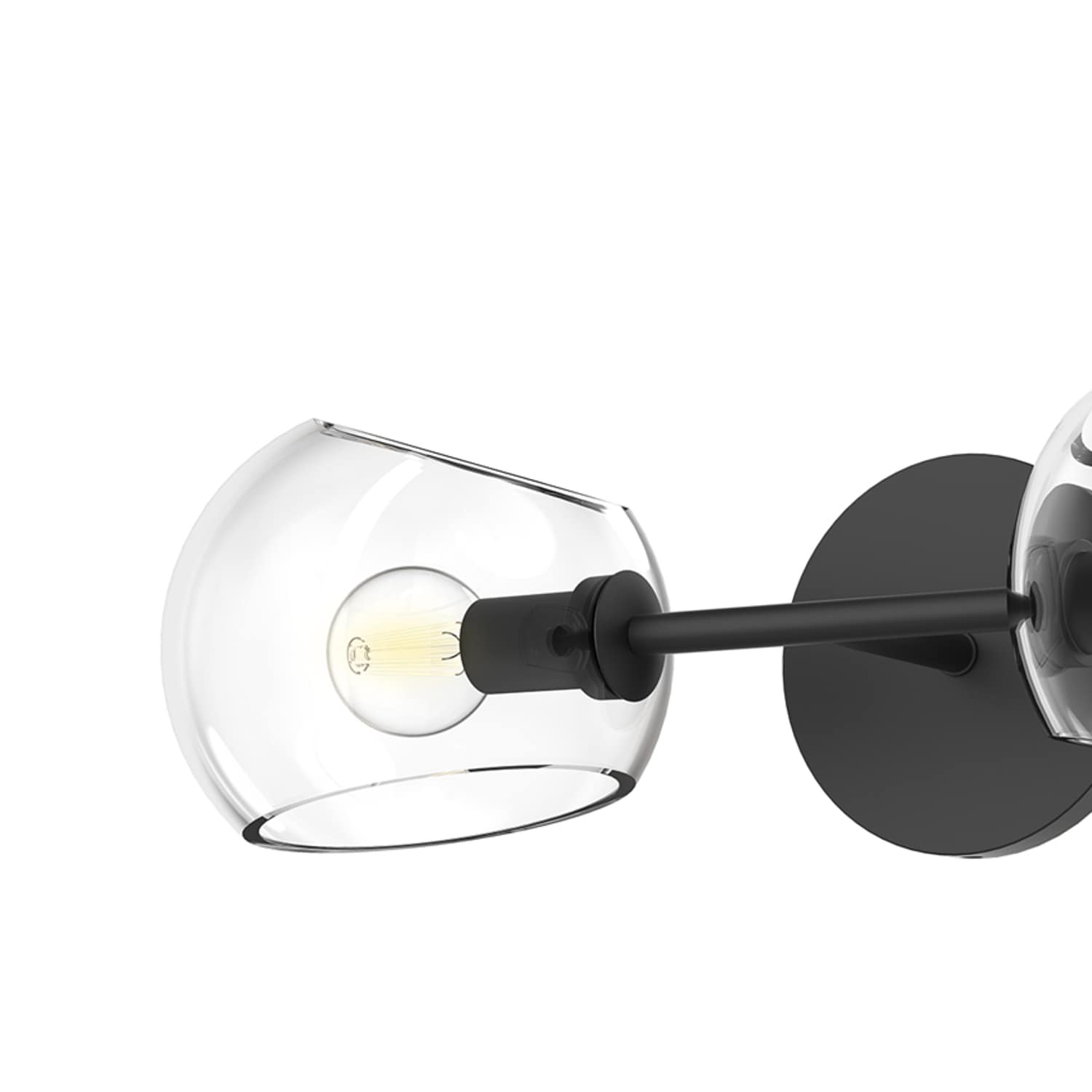 Willow Matte Black 2-Light Vanity with Clear Glass Shades