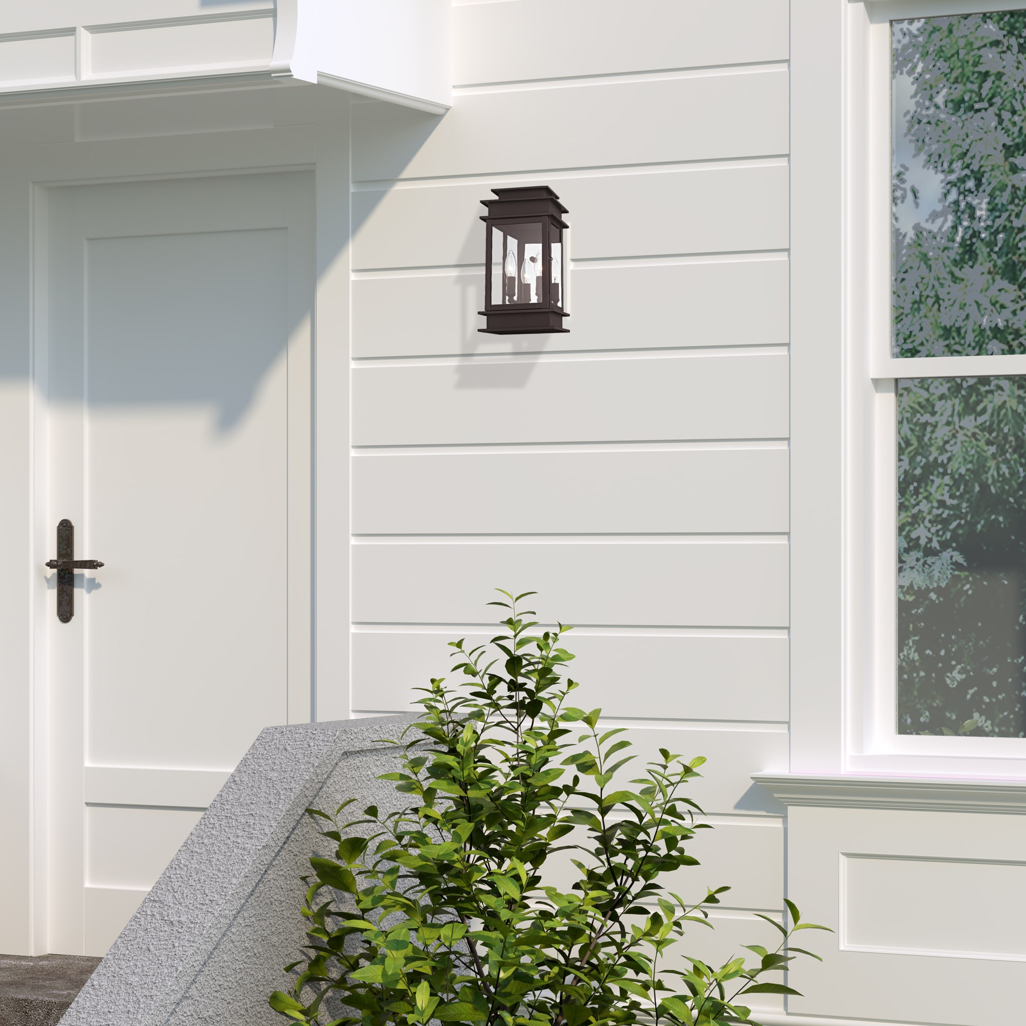 Princeton Classic Bronze Dual-Light Outdoor Wall Lantern with Clear Glass