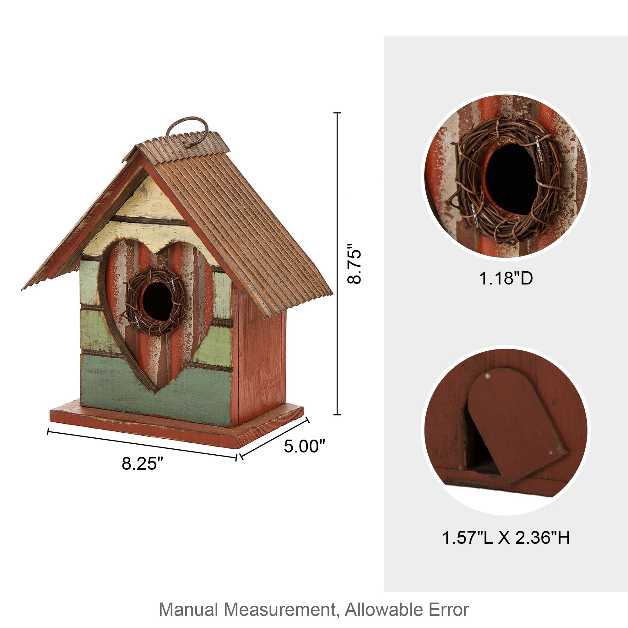 Glitzhome 8.75-in H Multi Wood Variety Decorative Bird House At Lowes.com