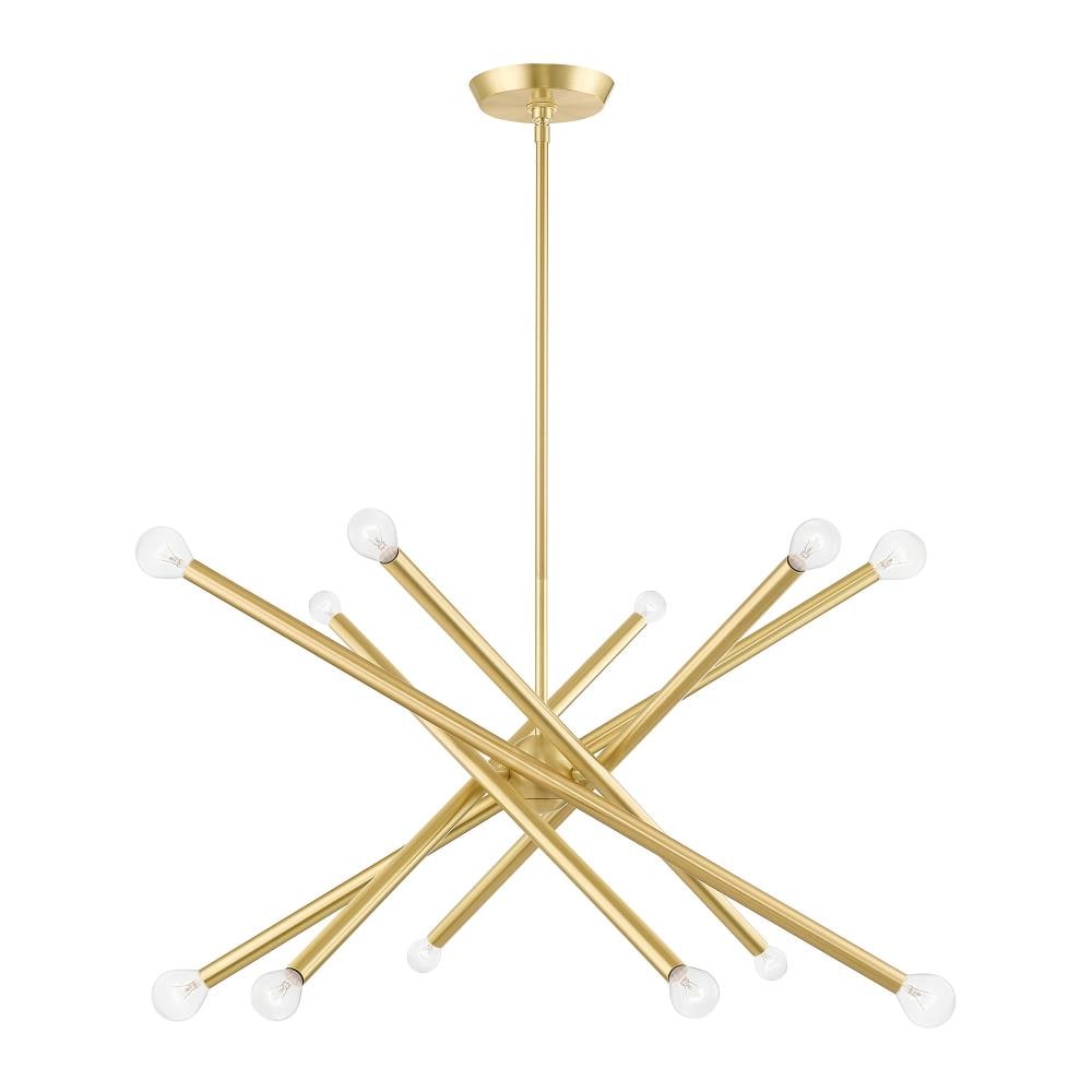 Satin Brass Sputnik 12-Light Chandelier with Adjustable Stems