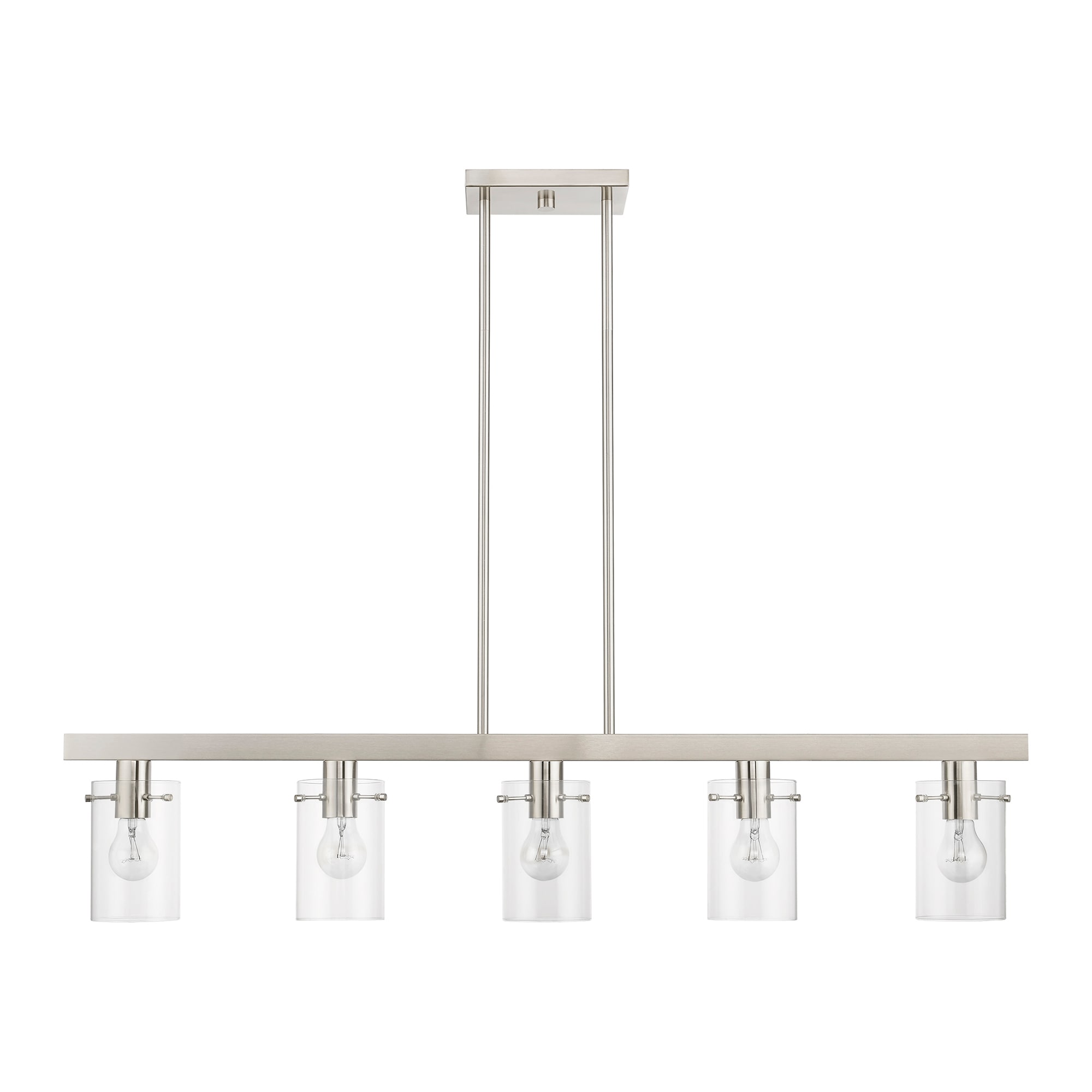 Munich Collection Brushed Nickel 5-Light Linear Chandelier with Clear Glass