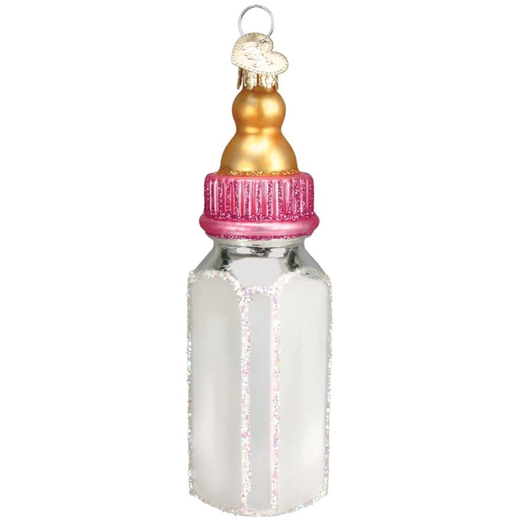 Old World Christmas 729343324986 Old World Blown Blown Glass Ornament for Christmas Tree - Girl Baby Bottle