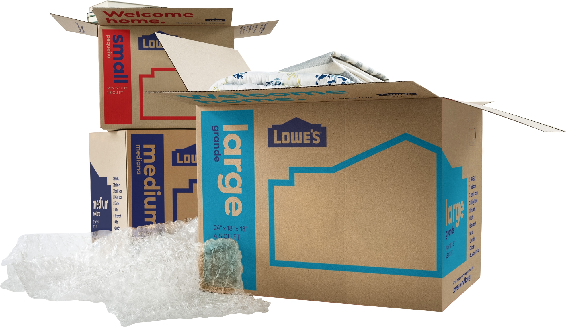 Lowe's 1211258 Moving Box Classic Large Cardboard Moving Boxes with Handle Holes - 24 W x 18 H x 18 D - Each