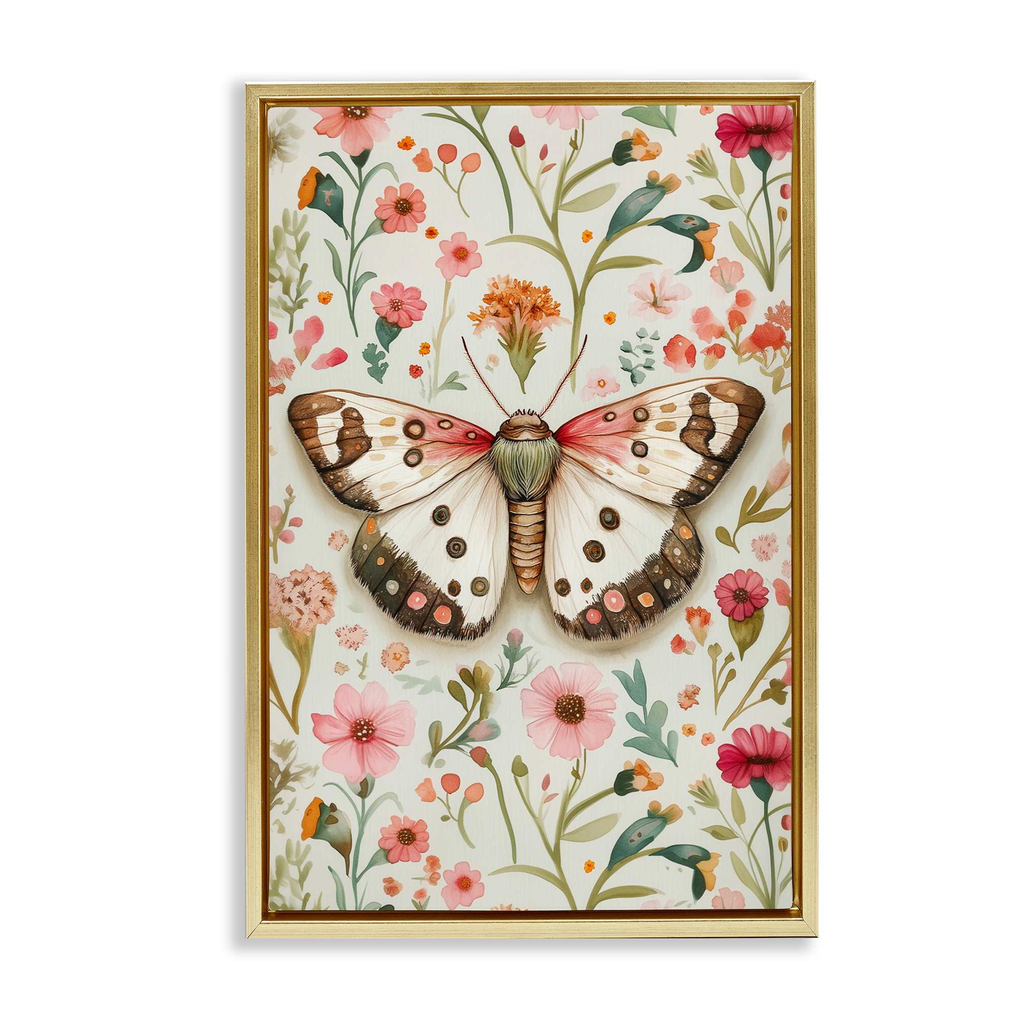 Stupell Industries BT-869-FFG-16X24 Botanical Butterfly on Florals Floating Frame design by The Dutch Lady
