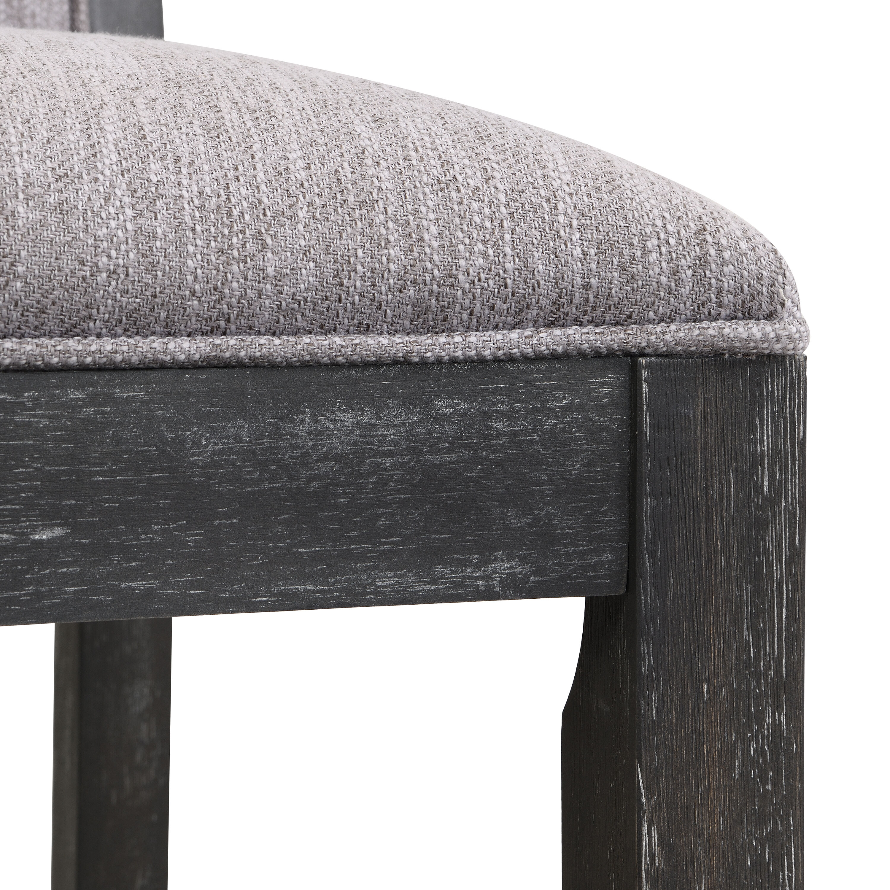 Modern Black and Grey Upholstered Wood Counter Stools, Set of 2