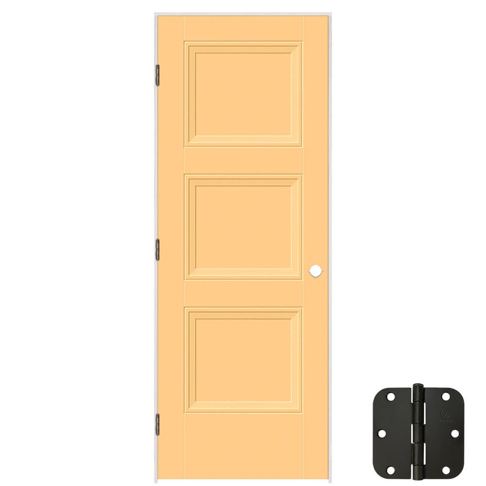Masonite 5071834 30-in x 80-in Marigold Solid core 3-panel equal Right hand Smooth Prefinished Molded composite Flat Jamb Single Prehung Interior Door