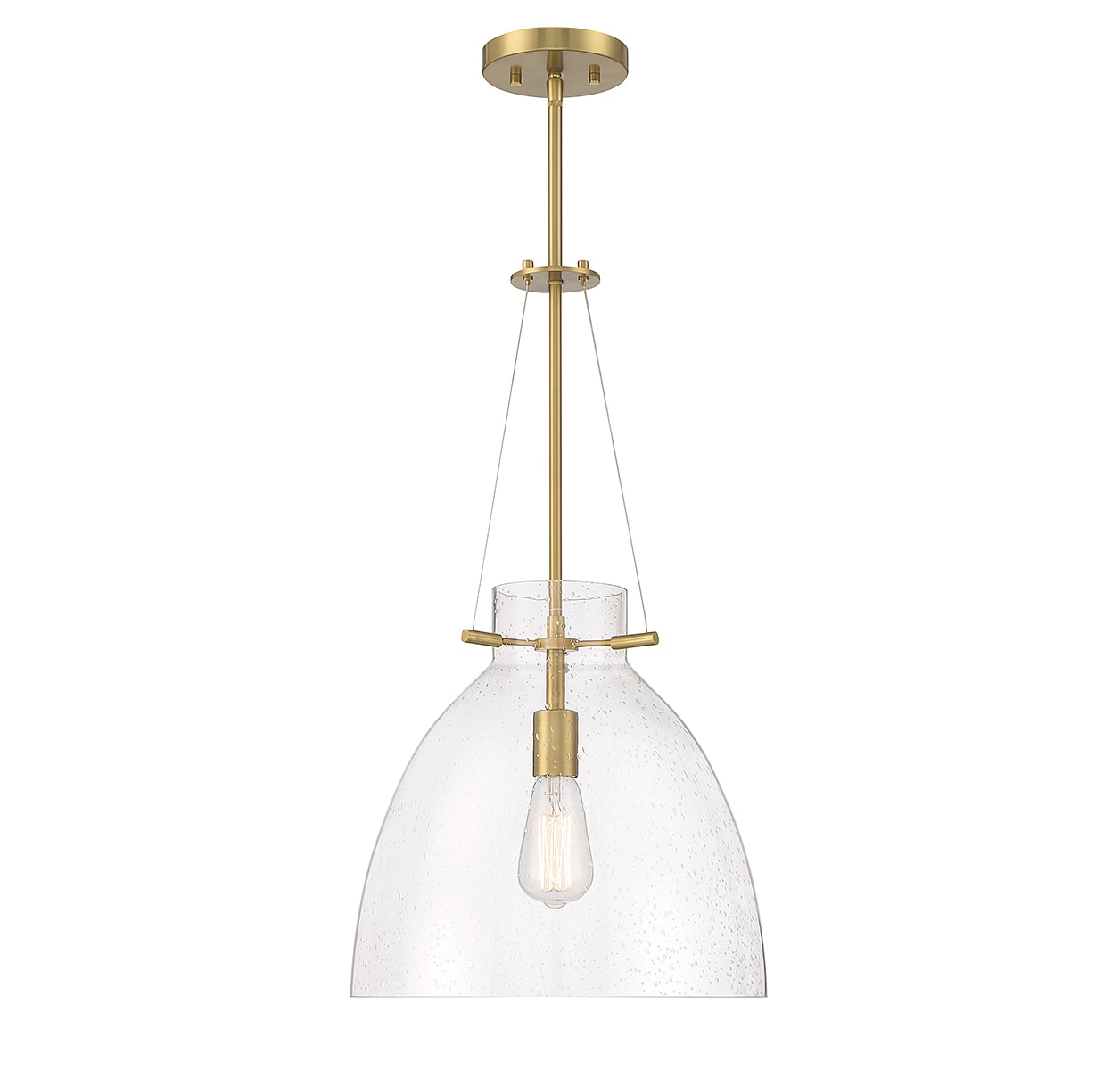 Savoy House Essentials 7-7006-1-322 Foster Warm Brass Modern/contemporary Seeded glass Bell Medium Hanging Pendant light