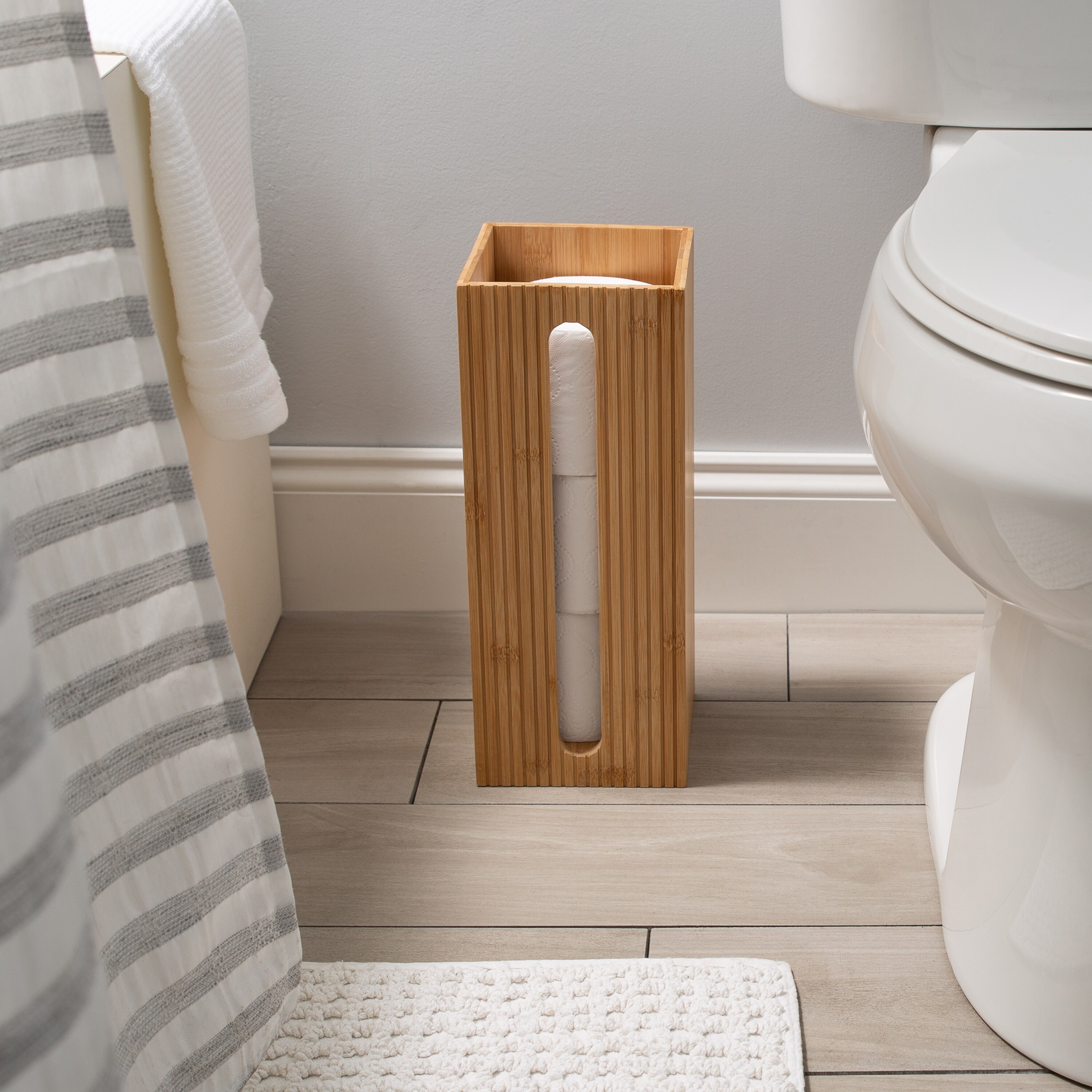 Bath Bliss Oslo Natural Freestanding Basket Toilet Paper Holder with Storage  in the Toilet Paper Holders department at