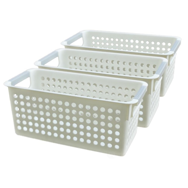 Basicwise 11.5-in W x 5-in H x 5.35-in D White/Plastic Stackable Basket in  the Storage Bins & Baskets department at