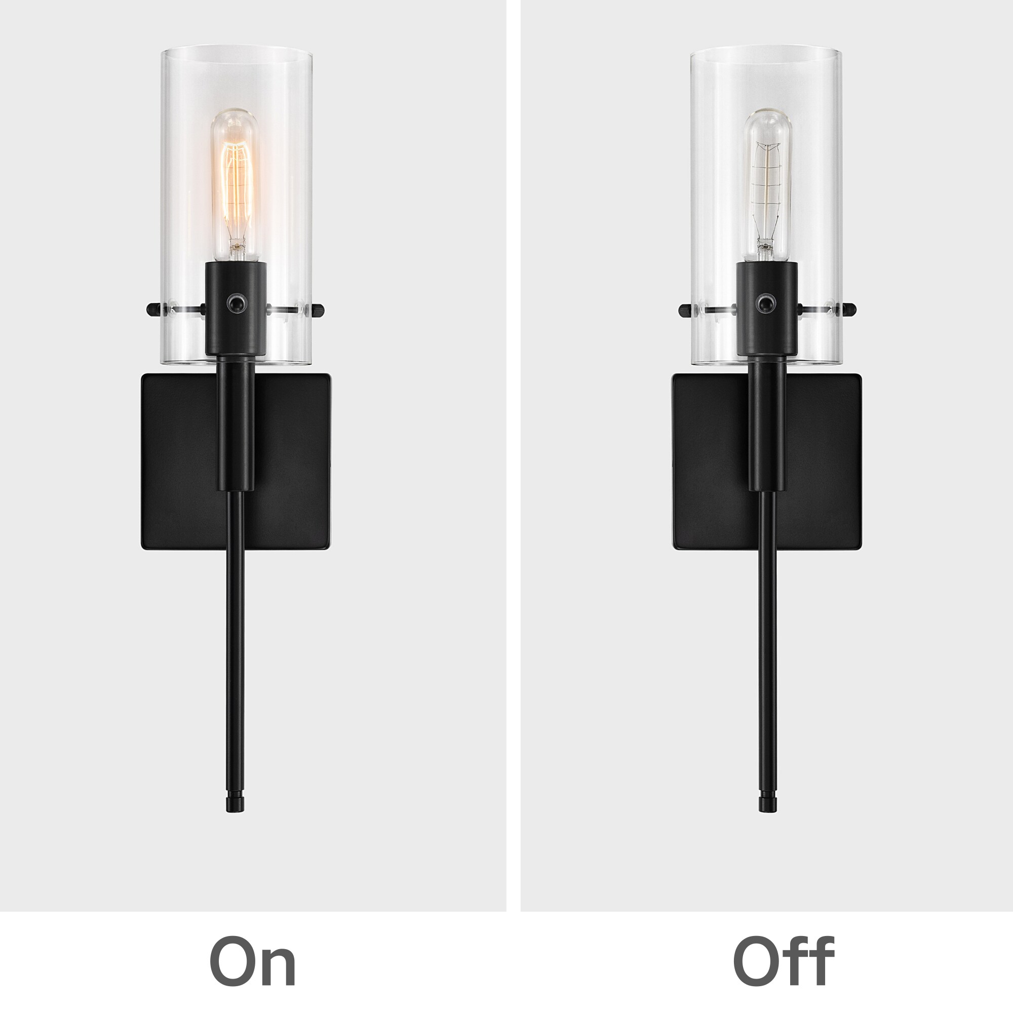 Kyrid Bronze Finish Slim Wall Sconce Set of 2 with Hand-Blown Glass