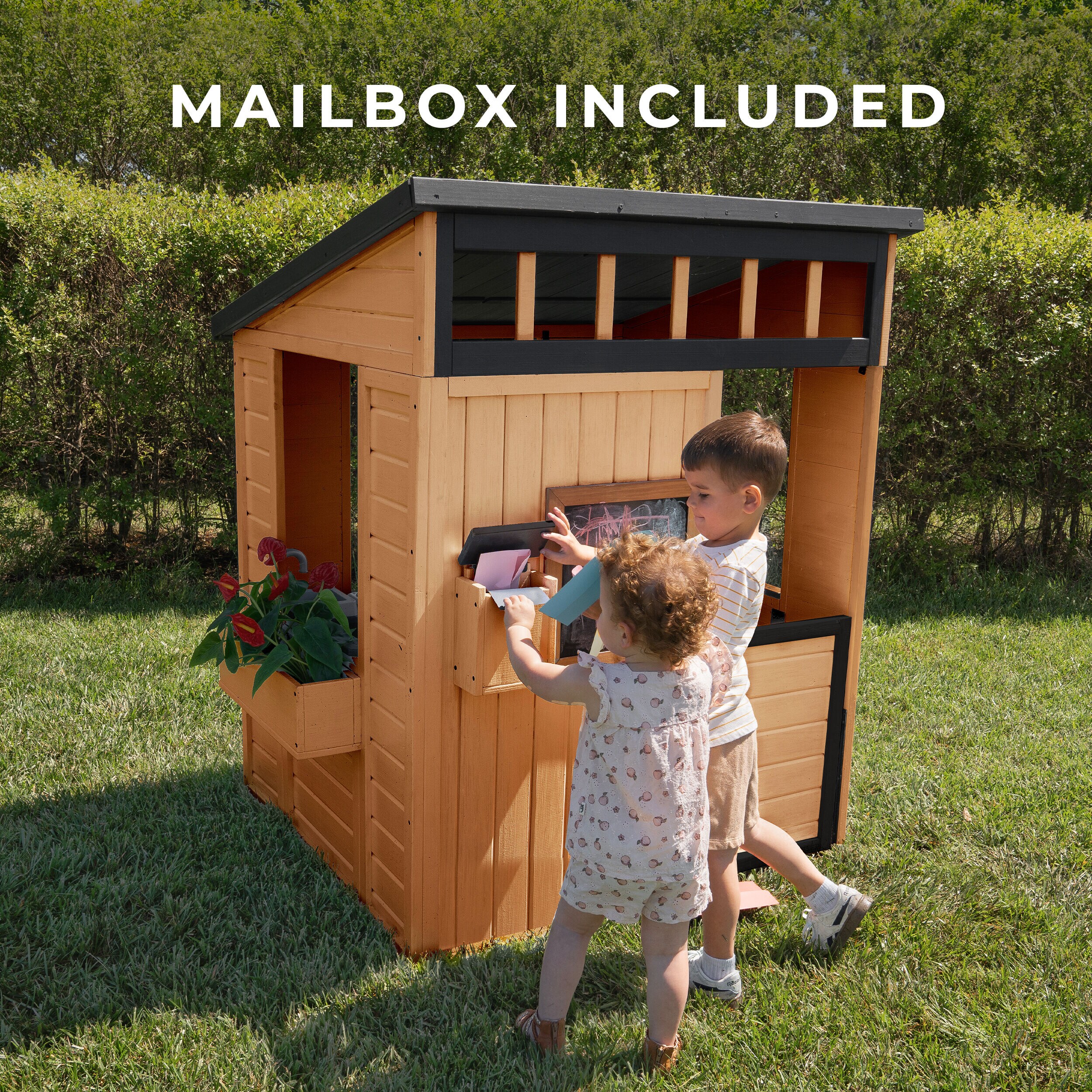 Caraway Cottage Cedar Wood Kids Outdoor Playhouse with Kitchen