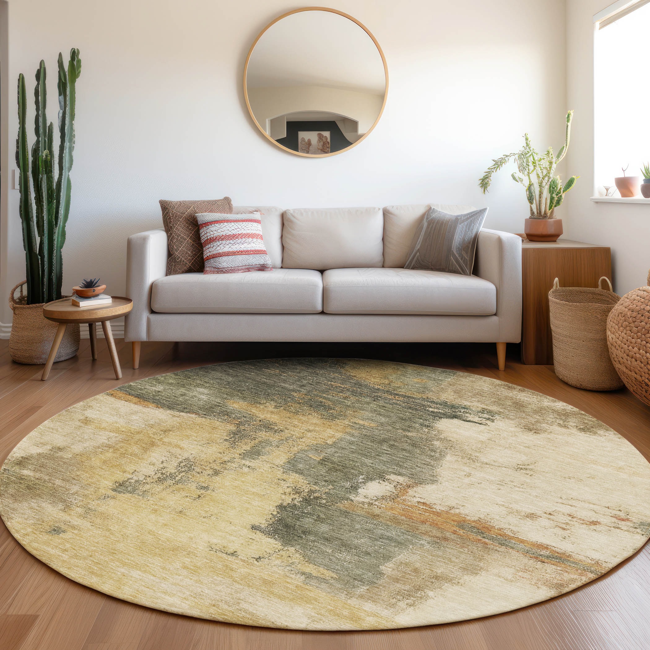 Addison Rugs ACN1068SA8RO Chantille ACN1068SA 8 x 8 (ft) Polyester Sage Round Indoor/Outdoor Geometric Machine washable Area rug