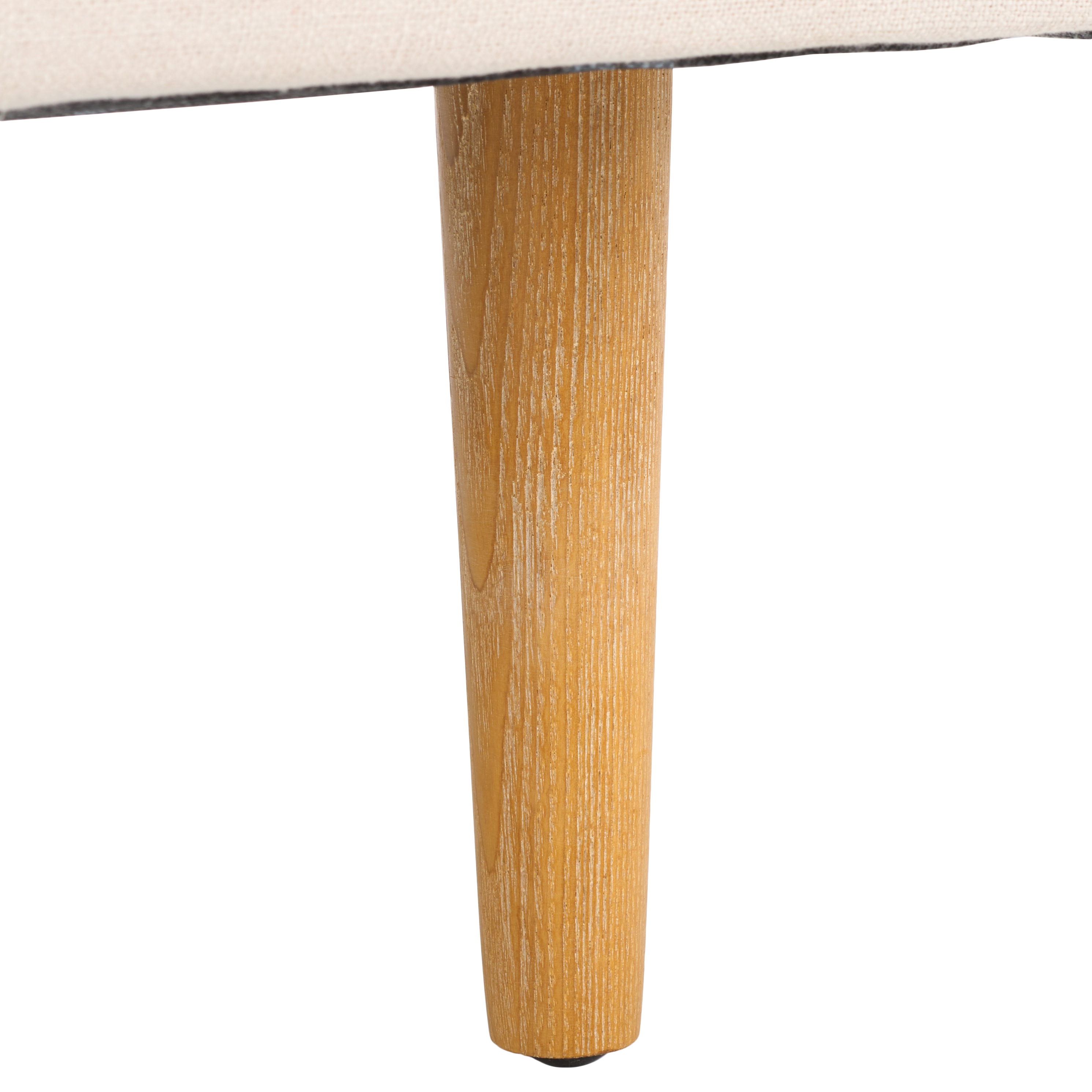 Bone Fabric Accent Chair with White-Washed Wood Legs