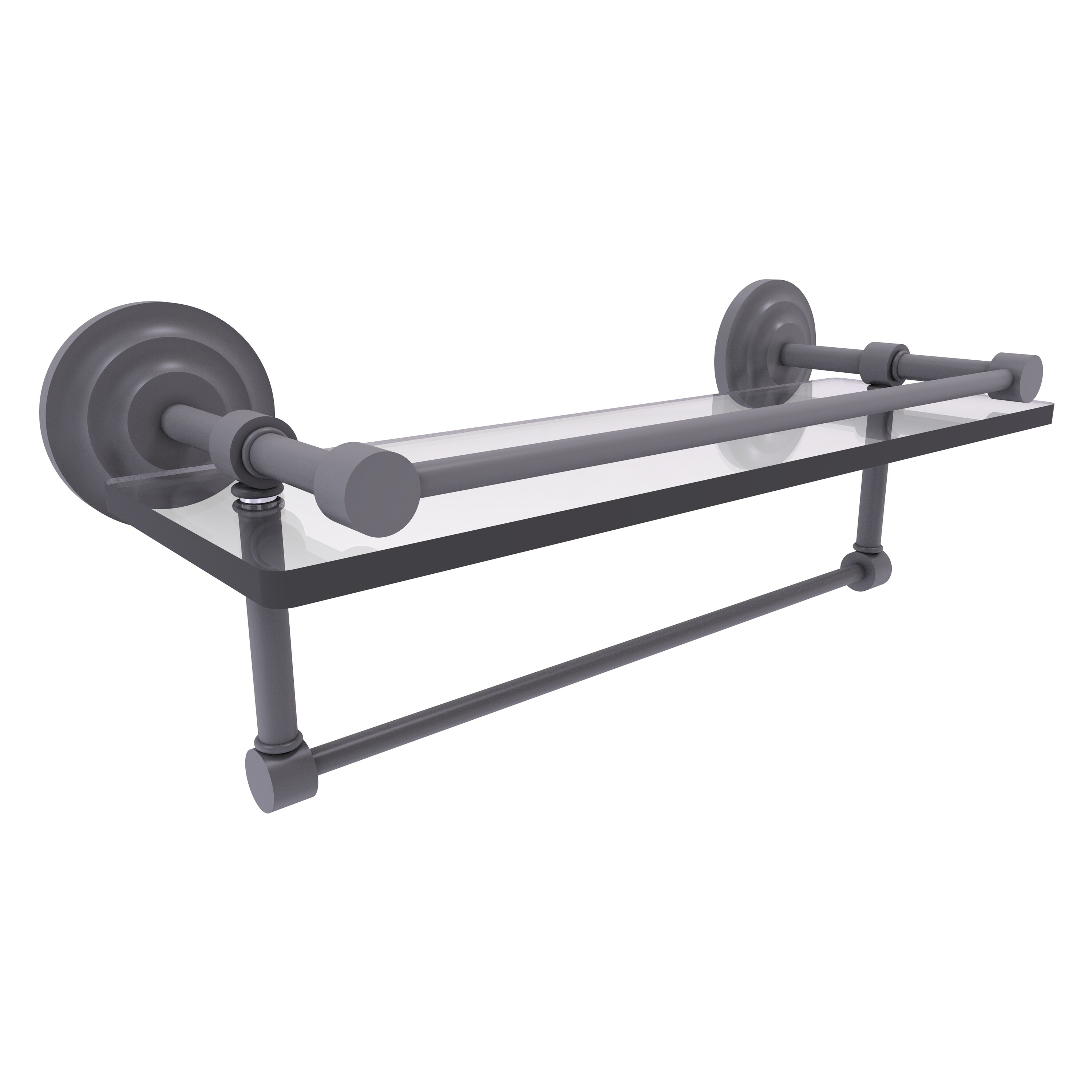 Allied Brass QN-1TB/16-GAL-GYM Que New Matte Gray Wall mount Bathroom Shelf ( 16-in x 5-in x 5-in )