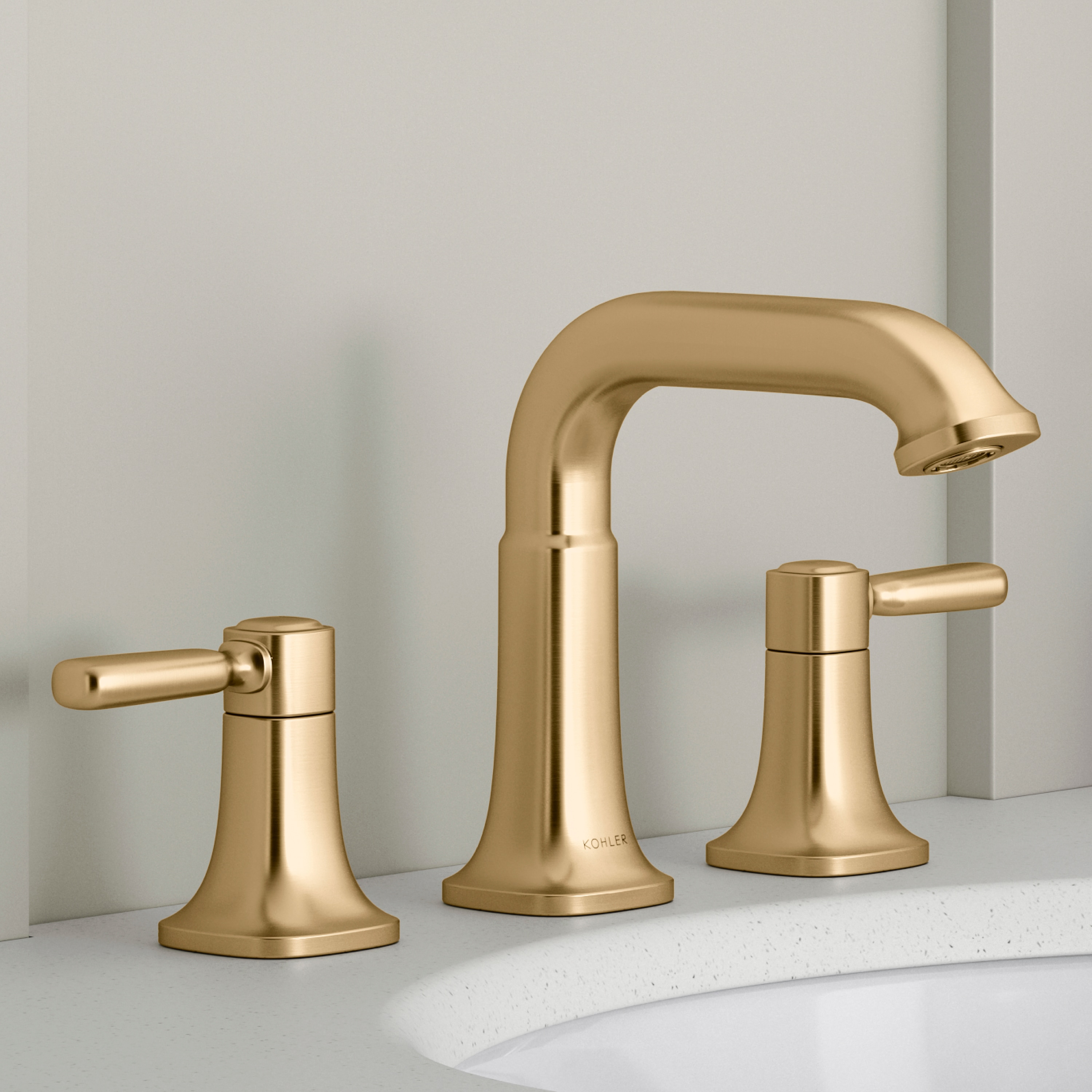 KOHLER Ealing Vibrant Brushed Moderne Brass Widespread 2-Handle ...