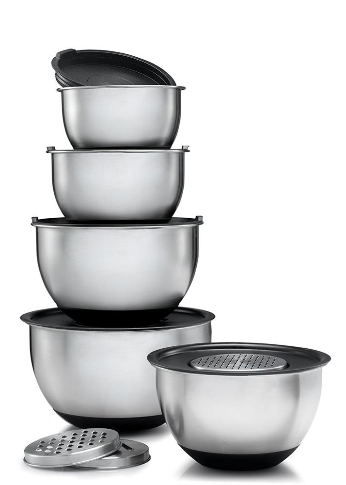 LEXI HOME 4-Piece Premium 2-Tone Stainless Steel Hammered Mixing