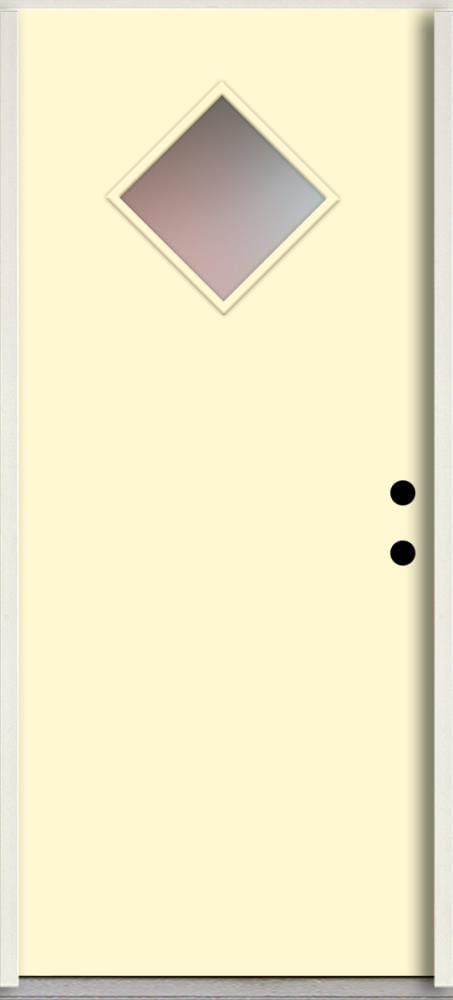 RELIABILT LO1067210 Spotlights 32-in x 80-in x 4-5/8-in Fiberglass 1/4 lite Left-hand inswing Bisque Paint Painted Prehung Front Door Insulating core