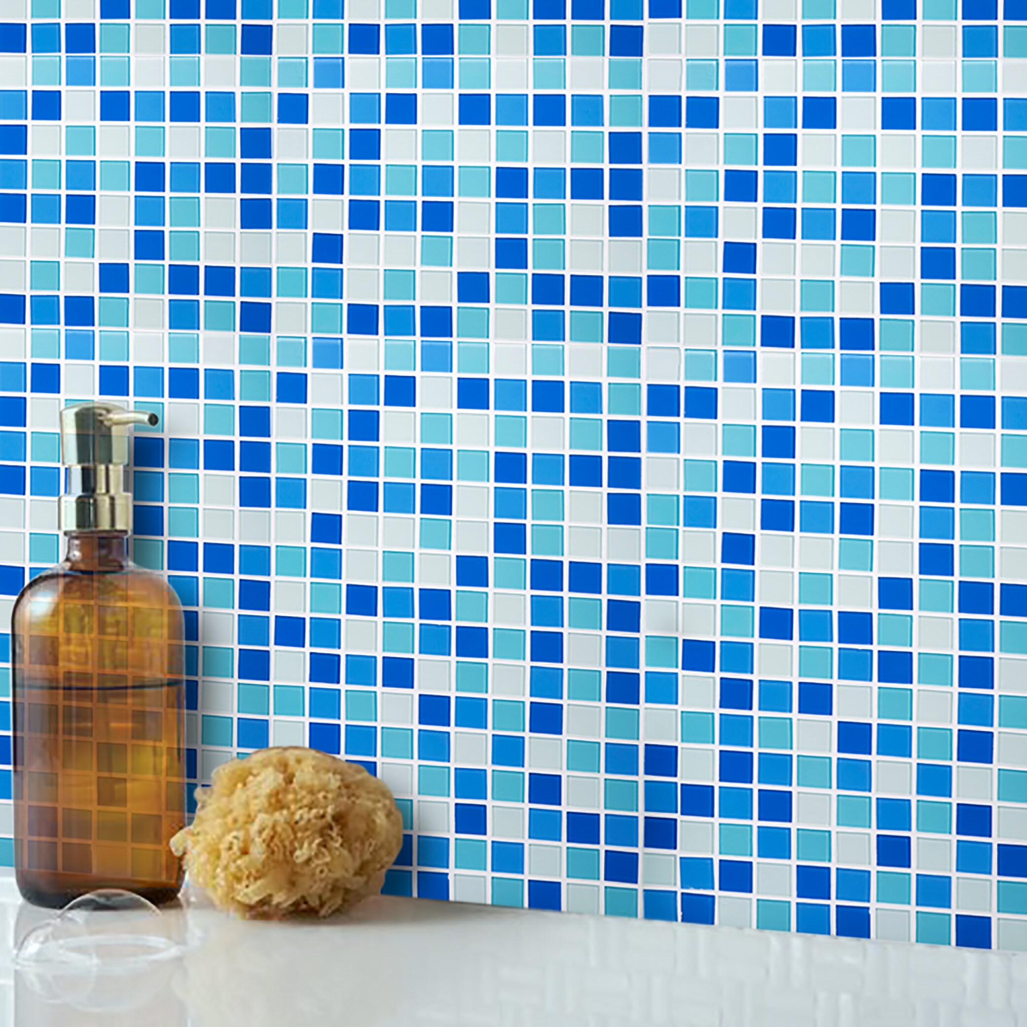 WS Tiles Swimming Pool Series Shades of Blue 12-in x 12-in Polished Glass Uniform Squares and Wall Tile (22-sq. ft/ Carton)