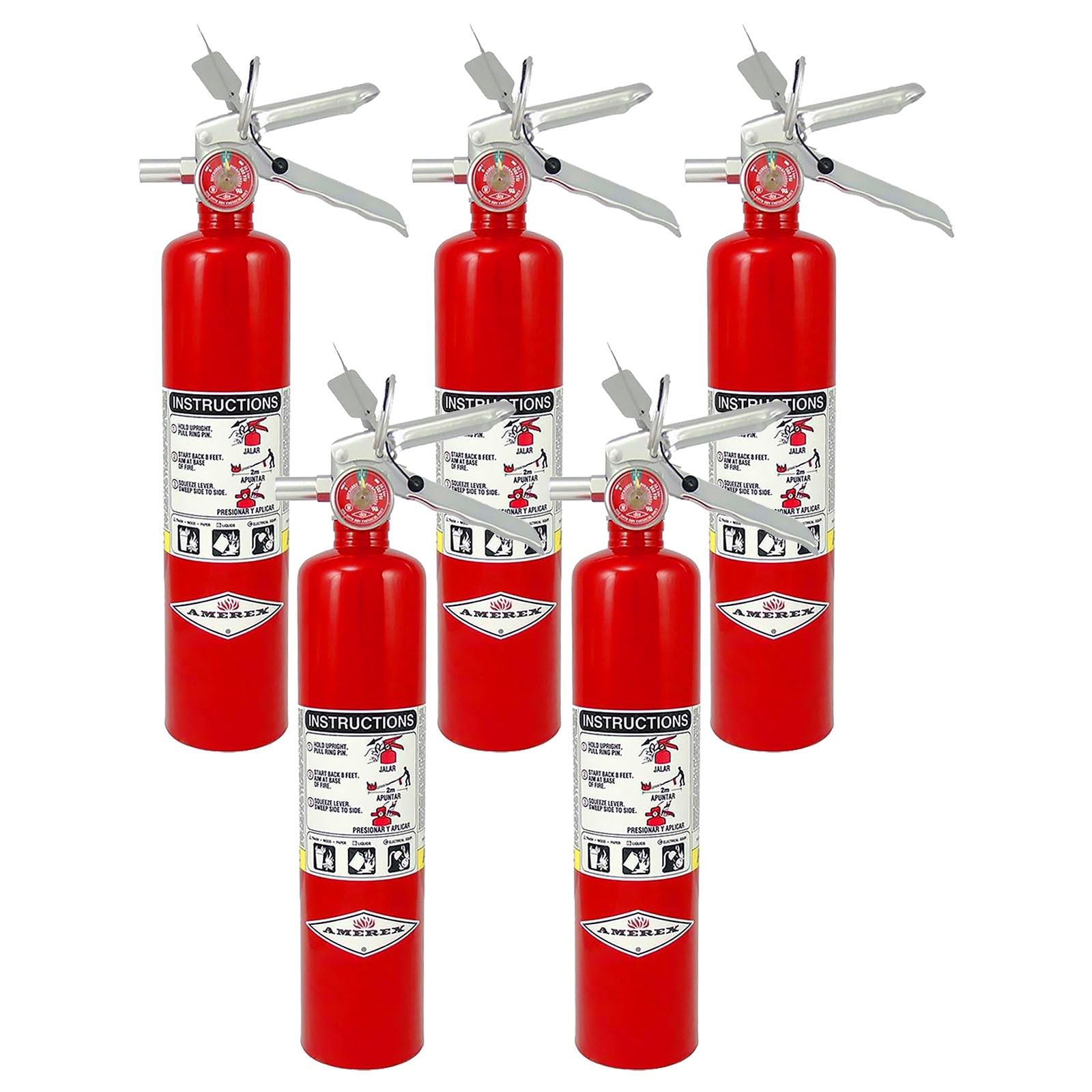 Amerex B417T 2.5 lbs ABC Dry Chemical Fire Extinguisher with Wall Bracket - 5 Pack #B417TX5