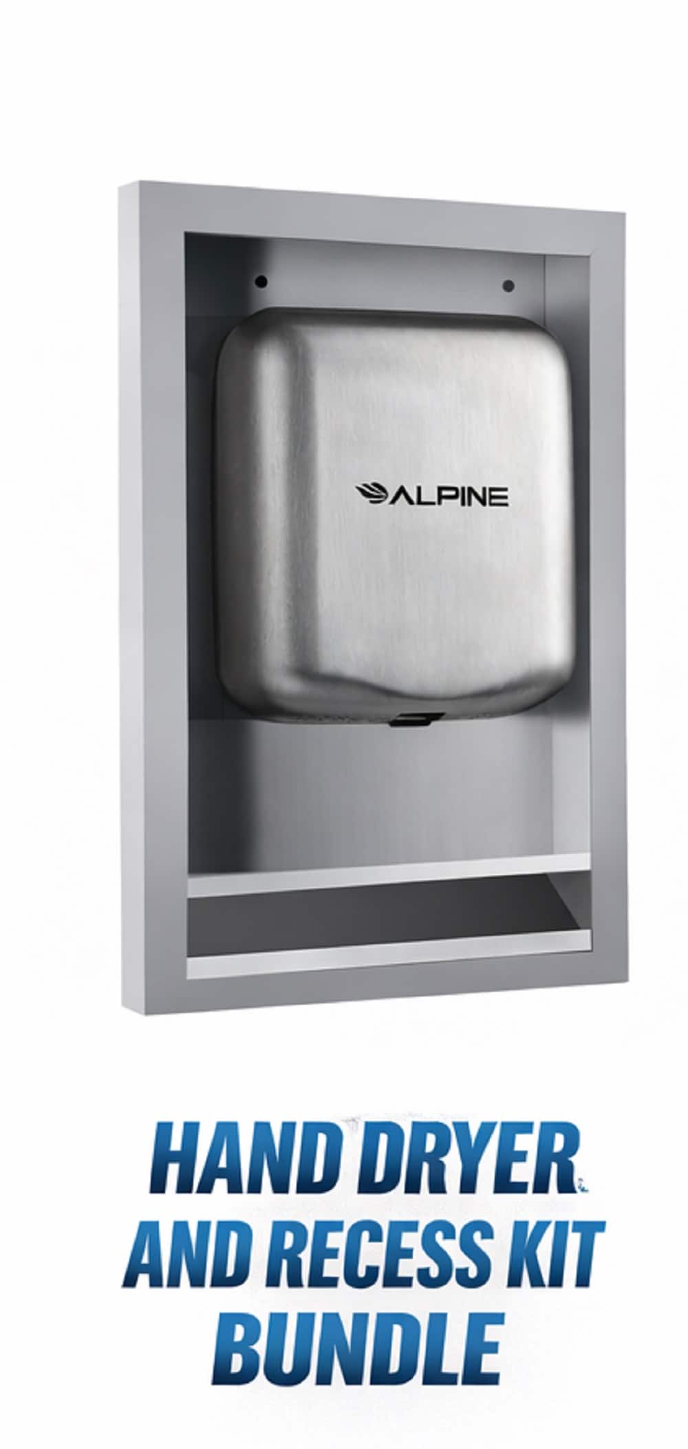 Alpine Industries Hemlock Commercial ADA Compliant High-Speed Automatic Stainless Steel Touchless Hand Dryer with Recess Wall Kit