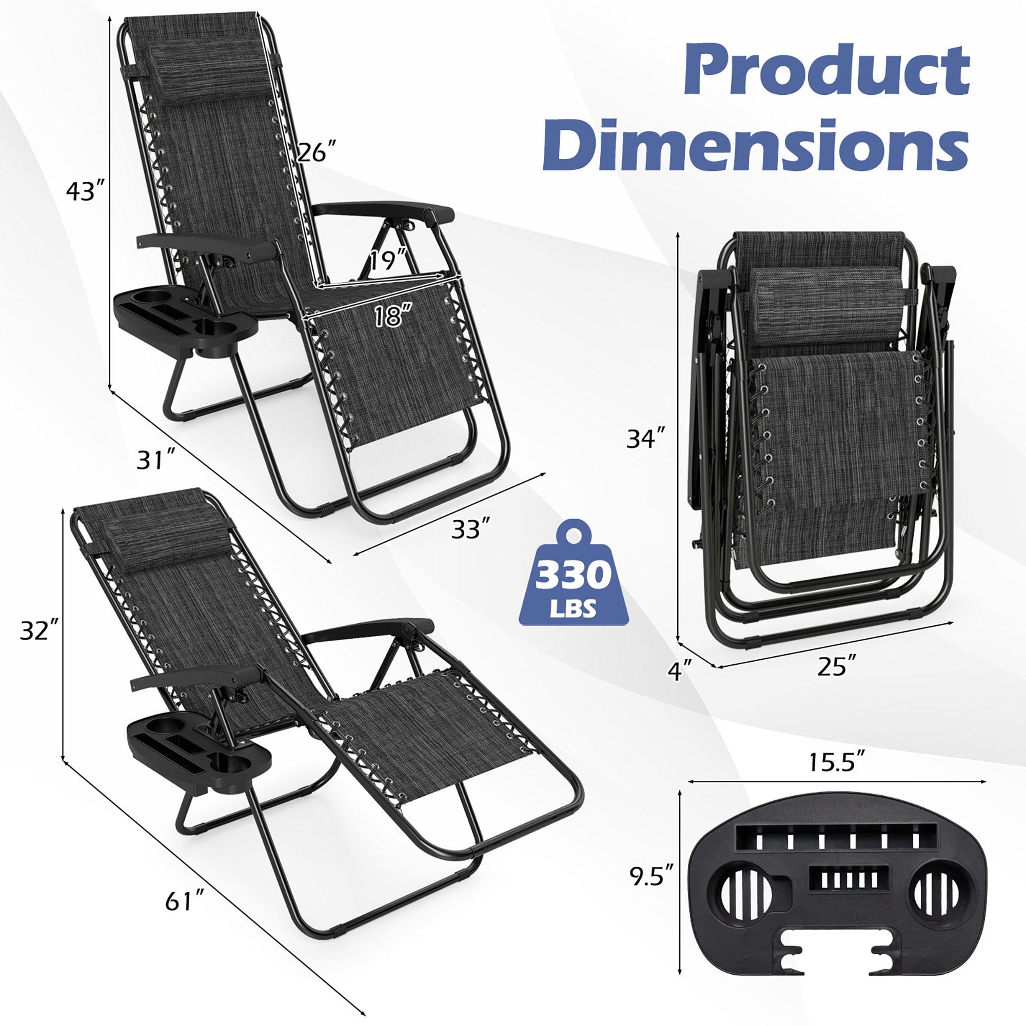 Costway HCST15652 Beach-Camping-Chairs - View #2