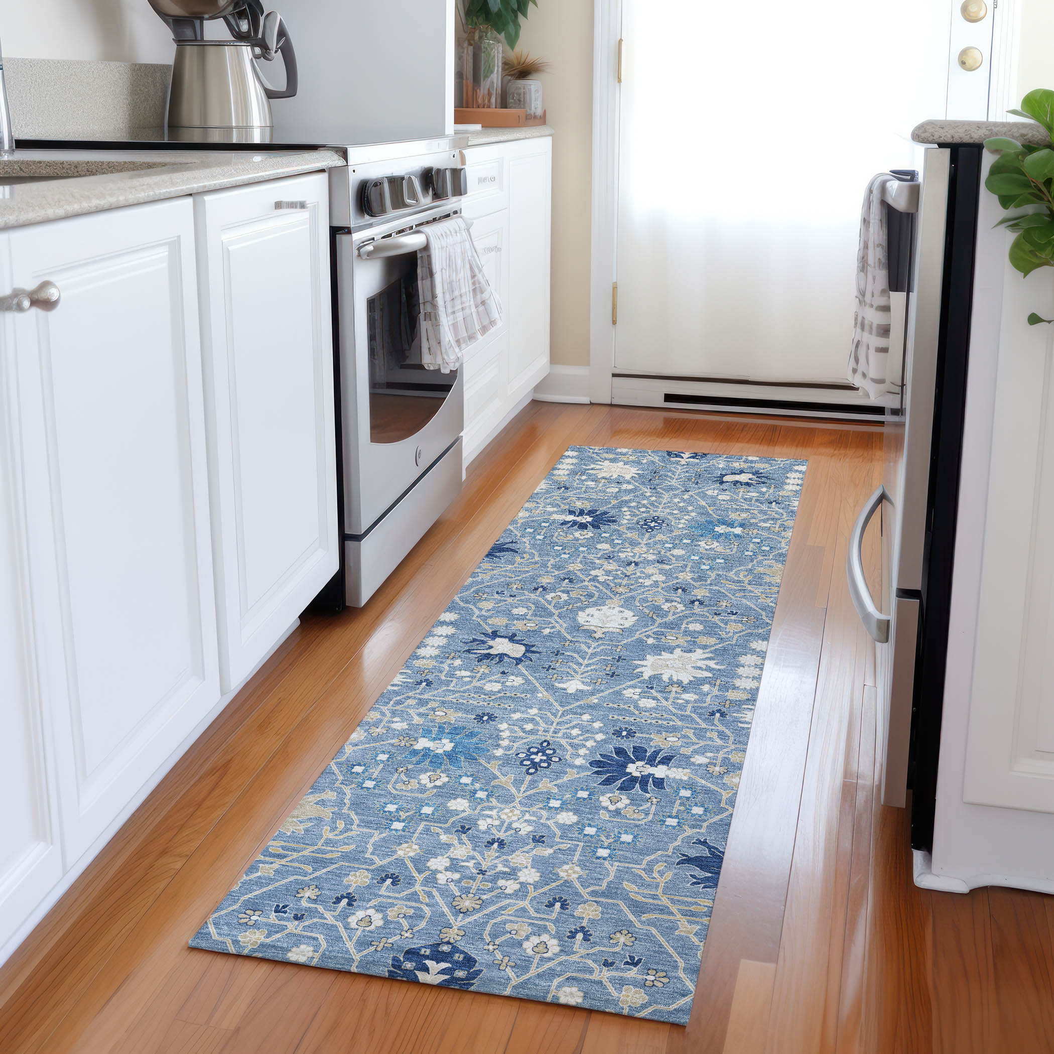 Addison Rugs ACN1009DN2X8 Chantille ACN1009DN 2 x 7 (ft) Polyester Denim Rectangular Indoor/Outdoor Geometric Machine washable Runner rug
