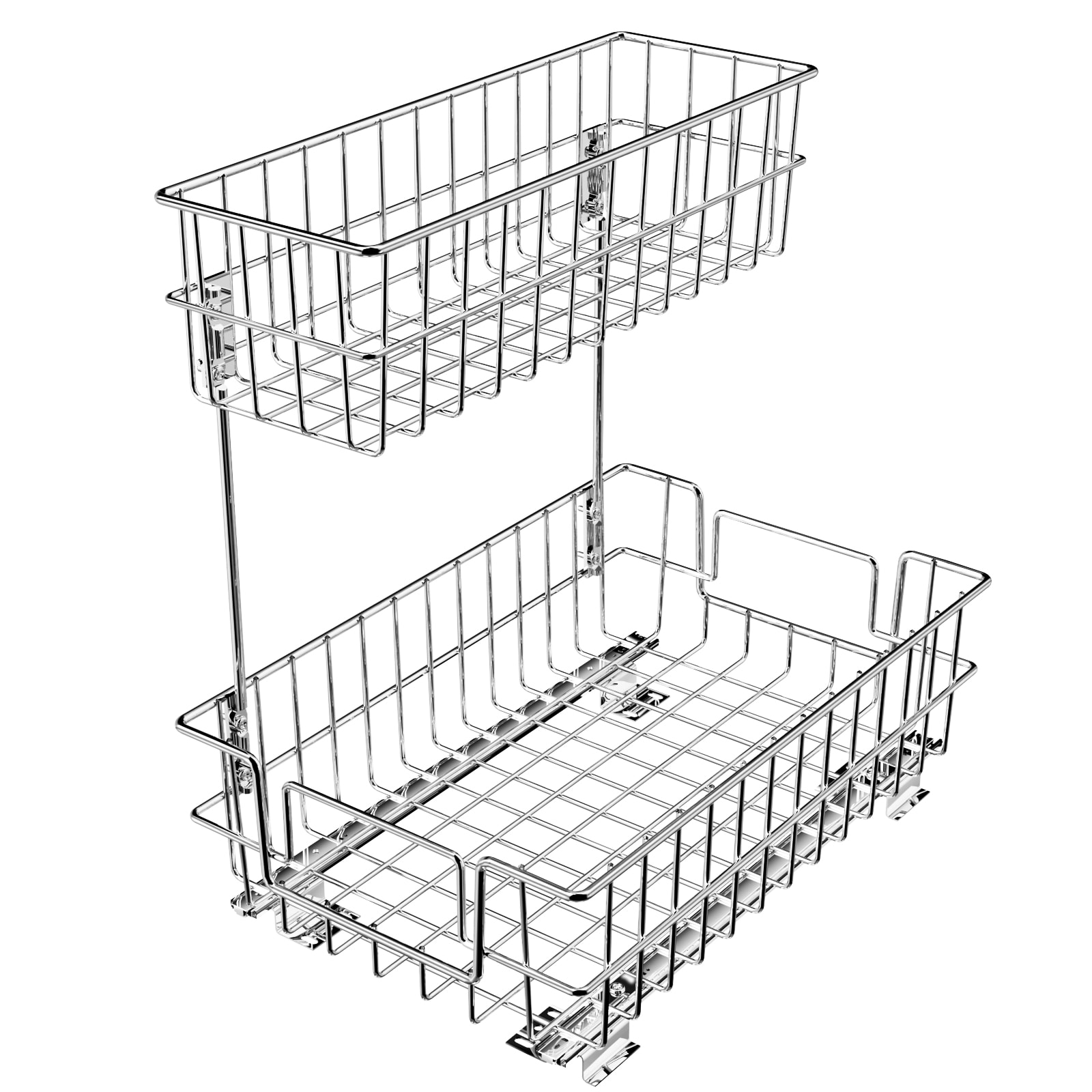 LOVMOR LL-FF7D0052CE-LYJ 11.5 in. W x 21-1/2 in. D Pull Out Under Sink Organizer Cabinet Slide Out Storage Shelf with 2-Tier Wire Drawer