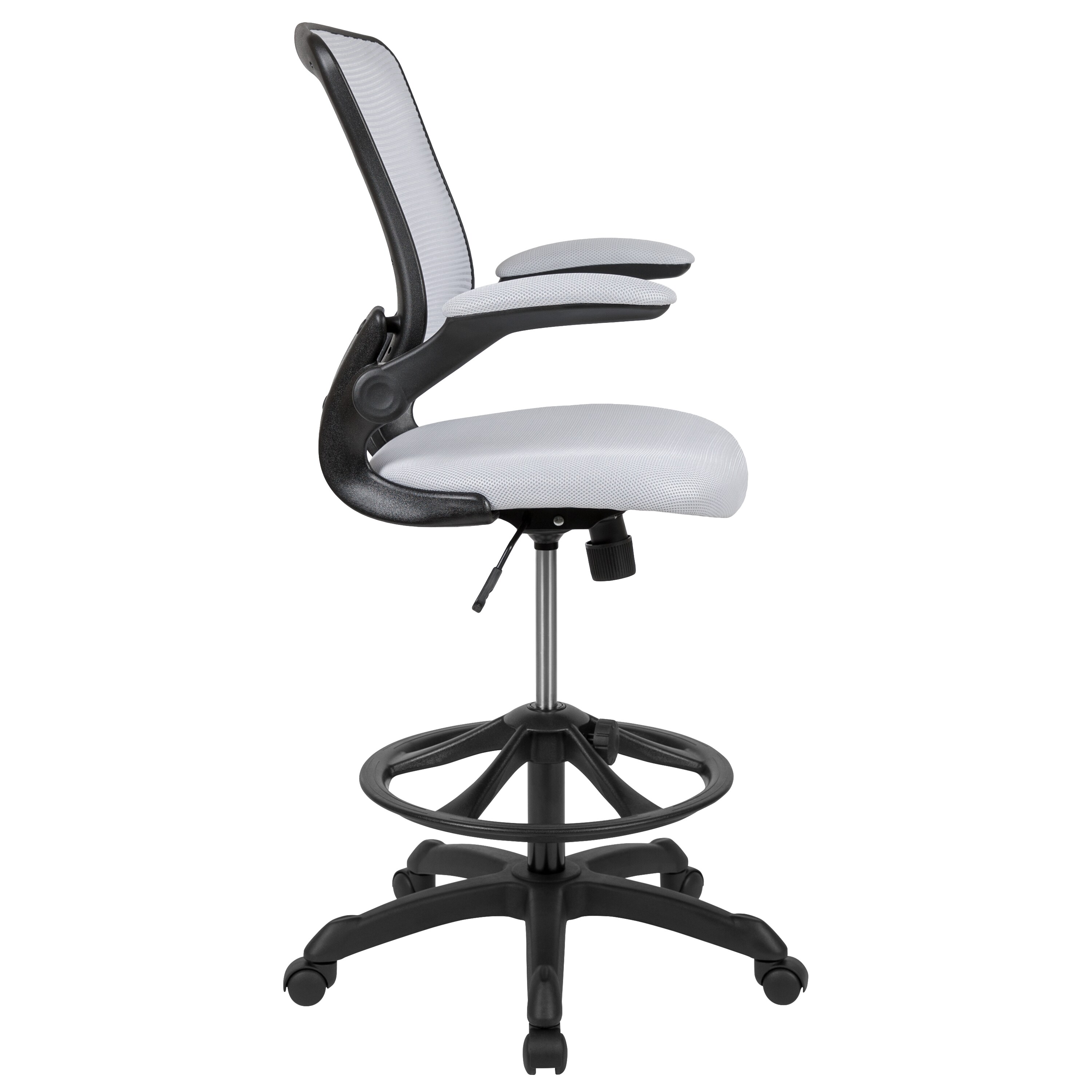Mid Back Ergonomic Mesh Drafting Chair Office Armless Chair Adjustable Height 