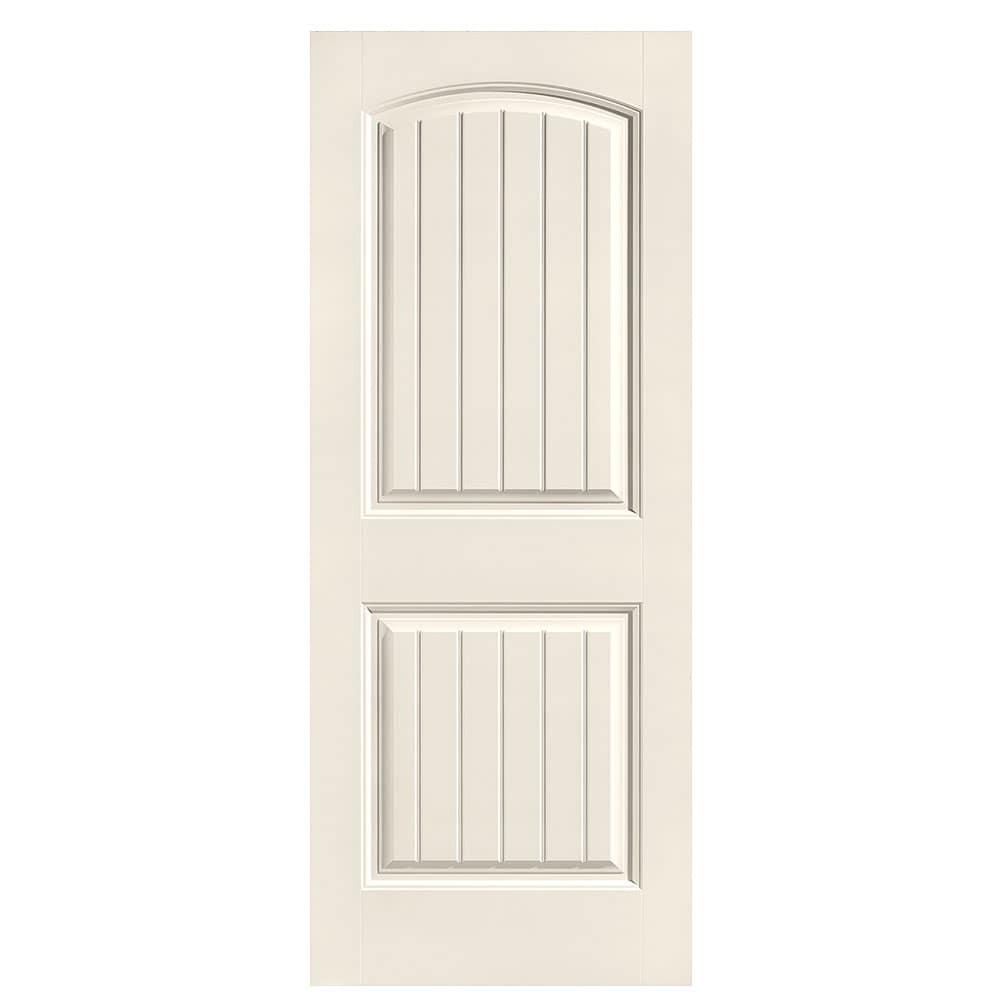Masonite 1443669 Cheyenne 32-in x 80-in Moonglow 2-panel round top plank Smooth Solid core Prefinished Molded composite Slab Door
