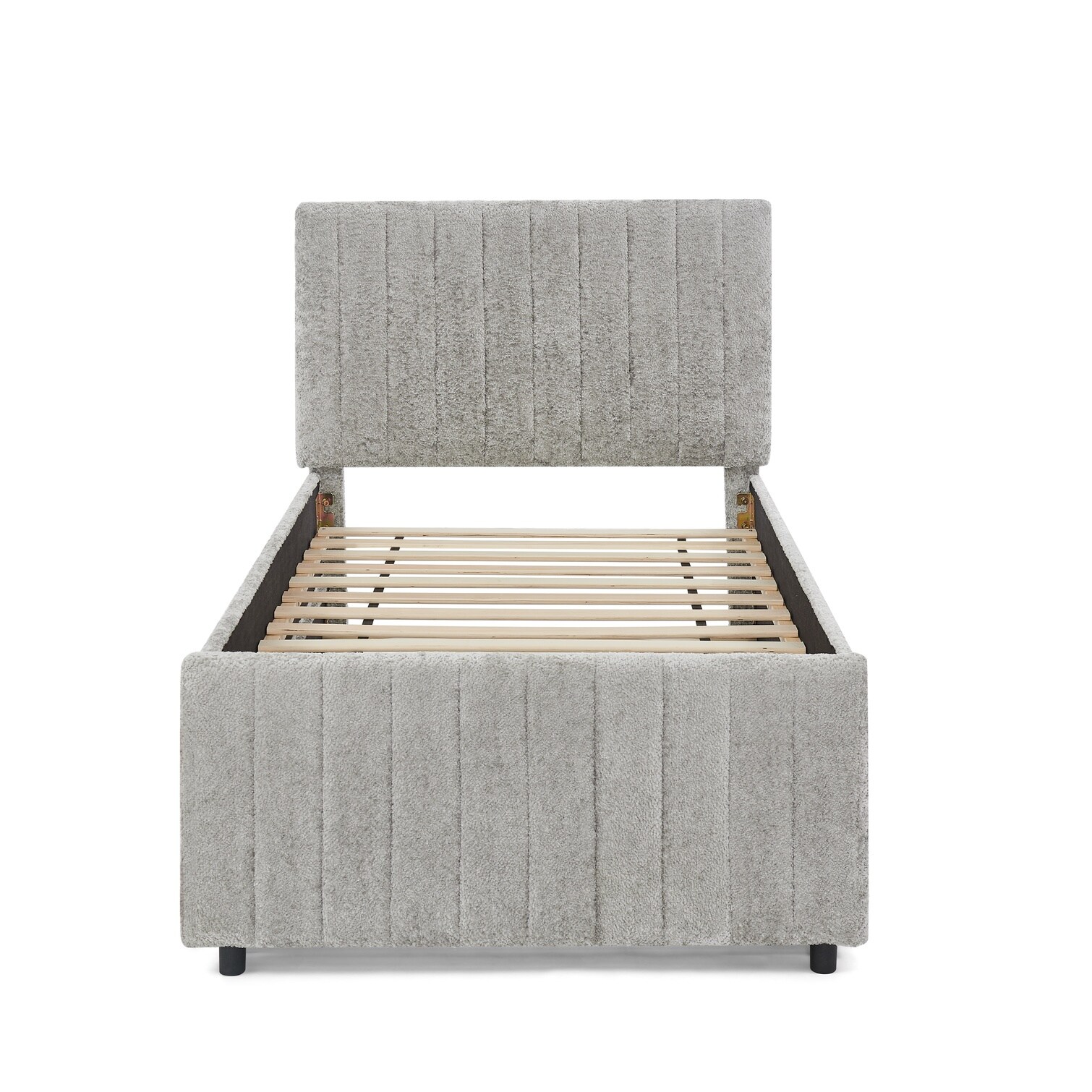 FlowLuxe Soft gray chenille twin-to-full pull-out bed with hidden ...