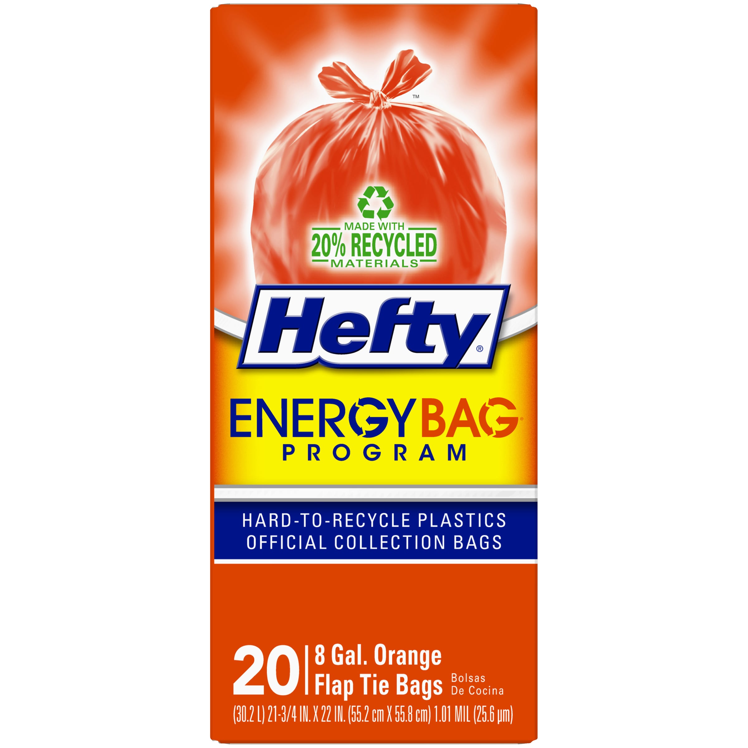 Hefty Renew Energybag Orange Drawstring Trash Bag - 13 Gallon/20ct
