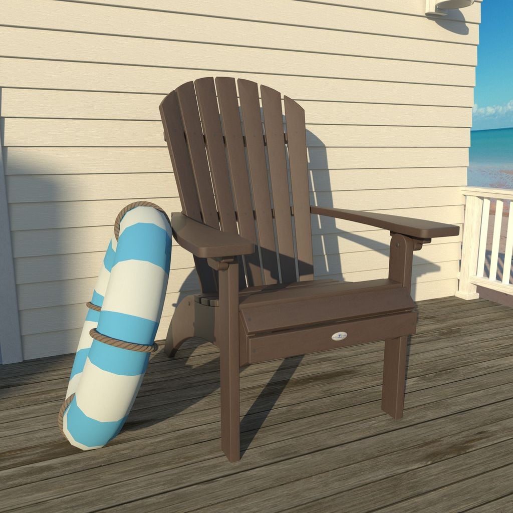highwood BV-CHRADW2-MBR The Waterfall Mangrove Brown Poly-lumber Frame Stationary Adirondack Chair with Slat Seat