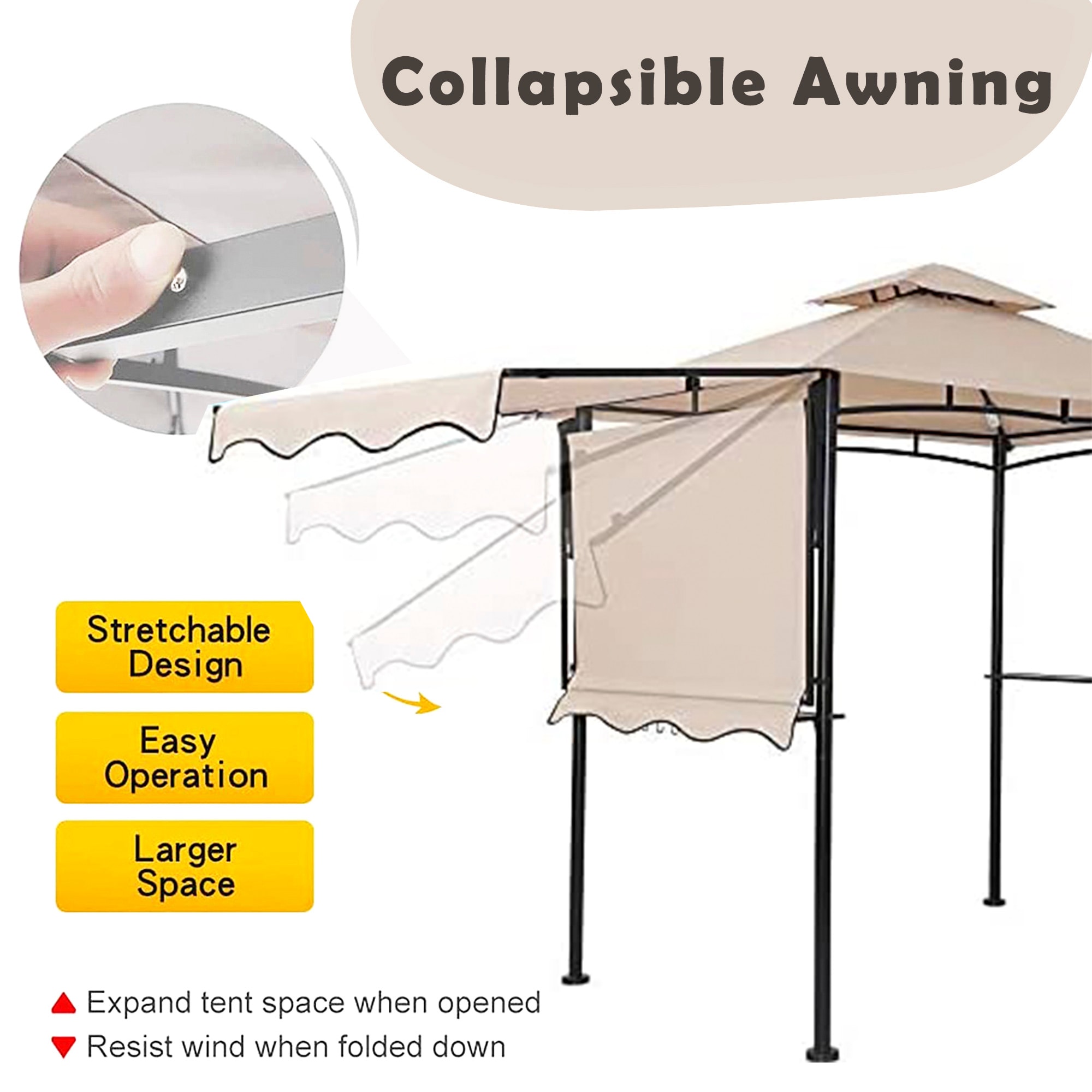 StarEcho 11-ft x 5-ft Grill Gazebo side awning Rectangle Cream Metal ...