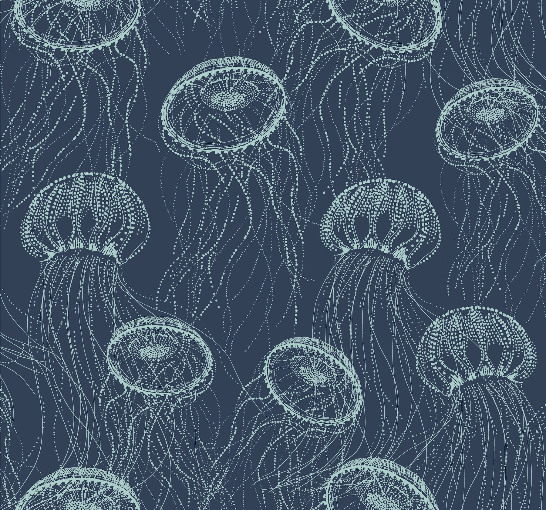 Navy Atolla Jellyfish Removable Wallpaper Roll