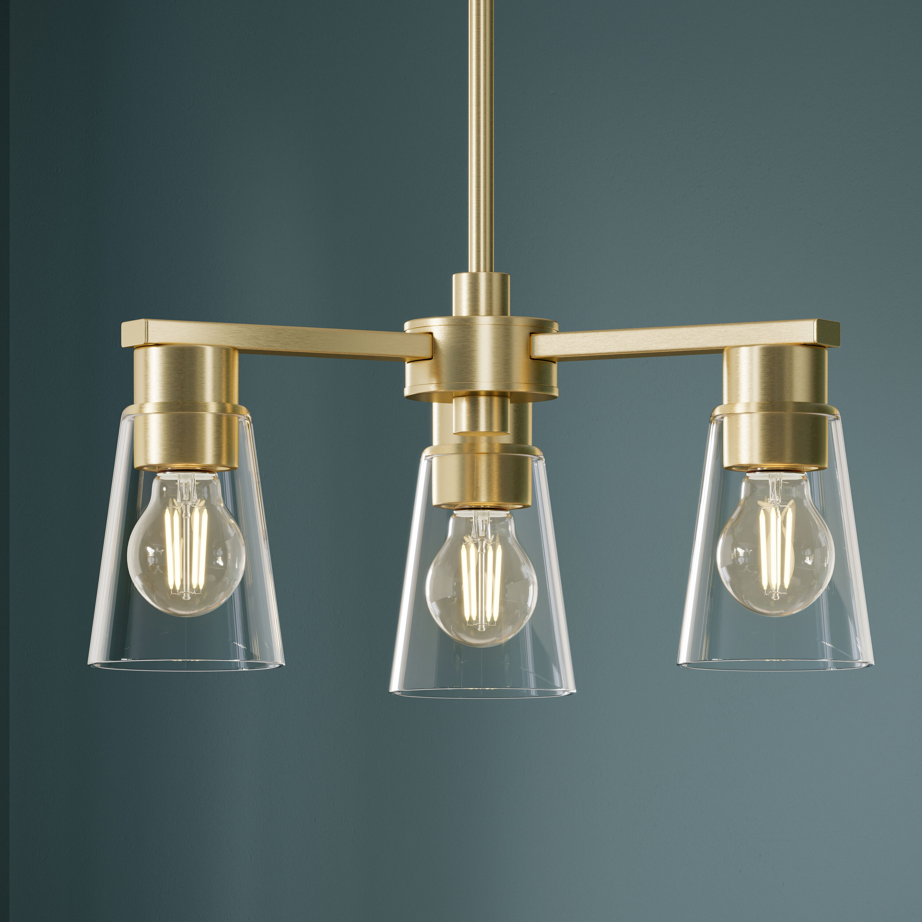 Kichler Stamos 18" 3-Light Chandelier with Clear Glass in Brushed Gold
