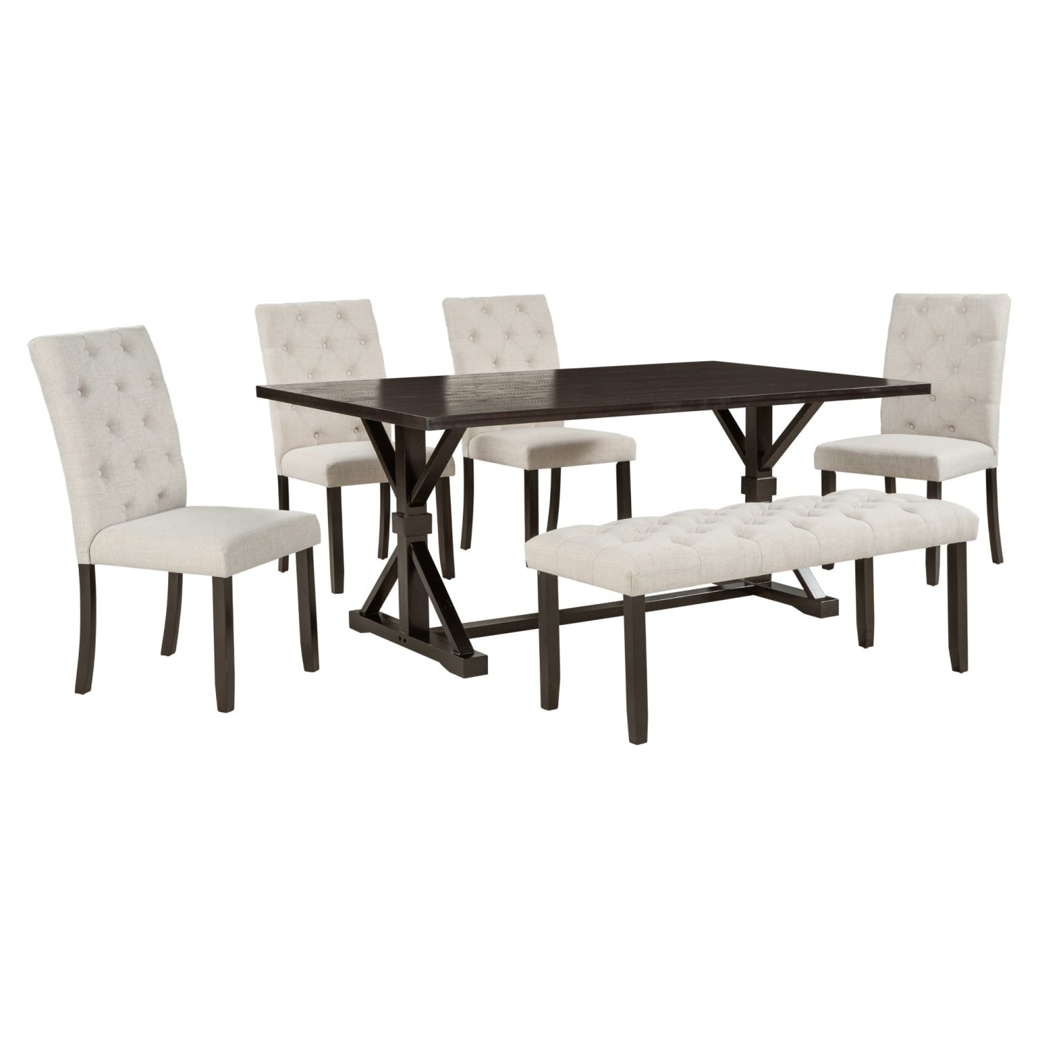 JASMODER ST000067AAP Espresso Contemporary/Modern Dining Room Set with Rectangular Table ( Seats 6 )