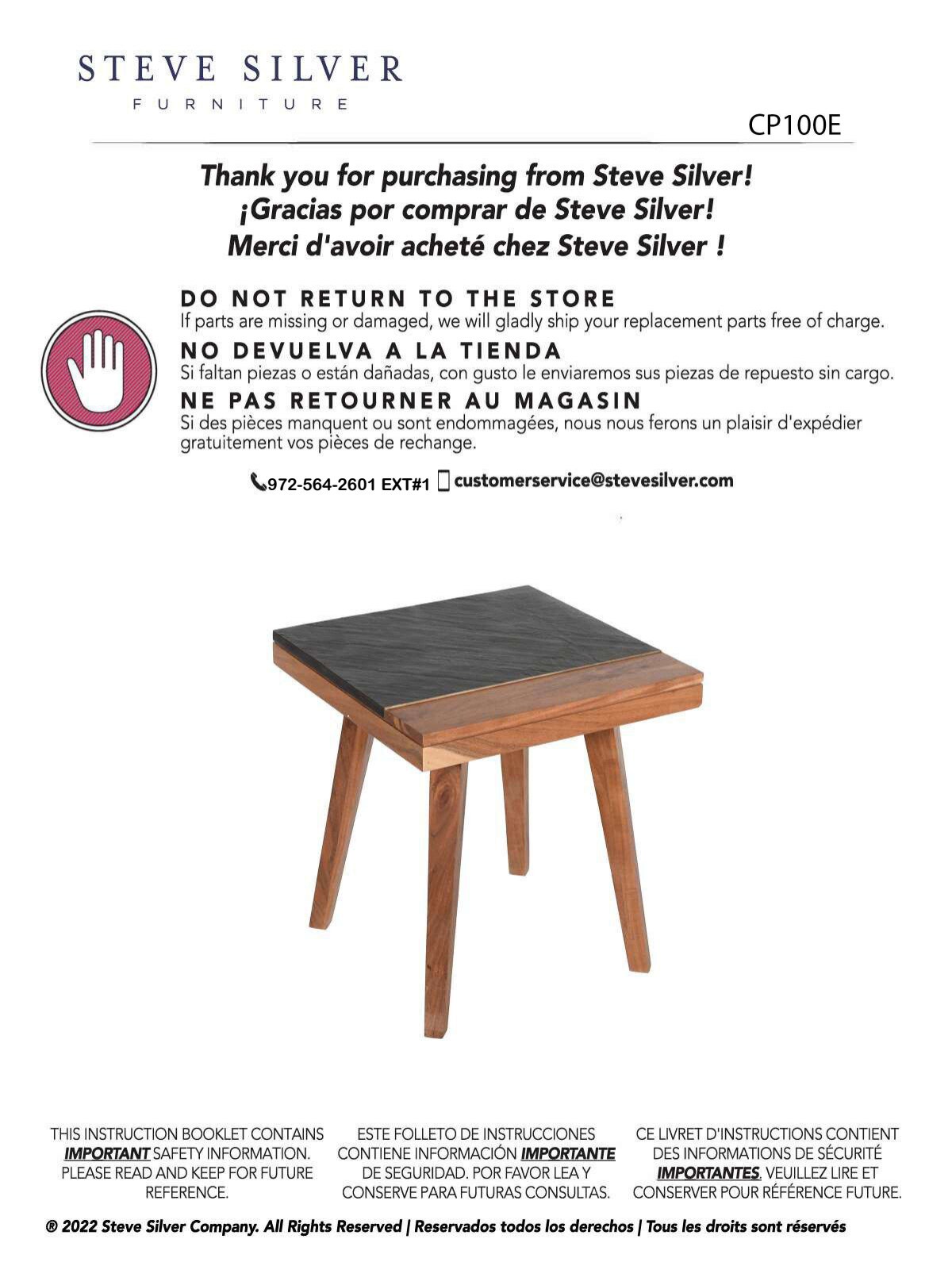 Caspian Slate and Natural Acacia Wood Square End Table