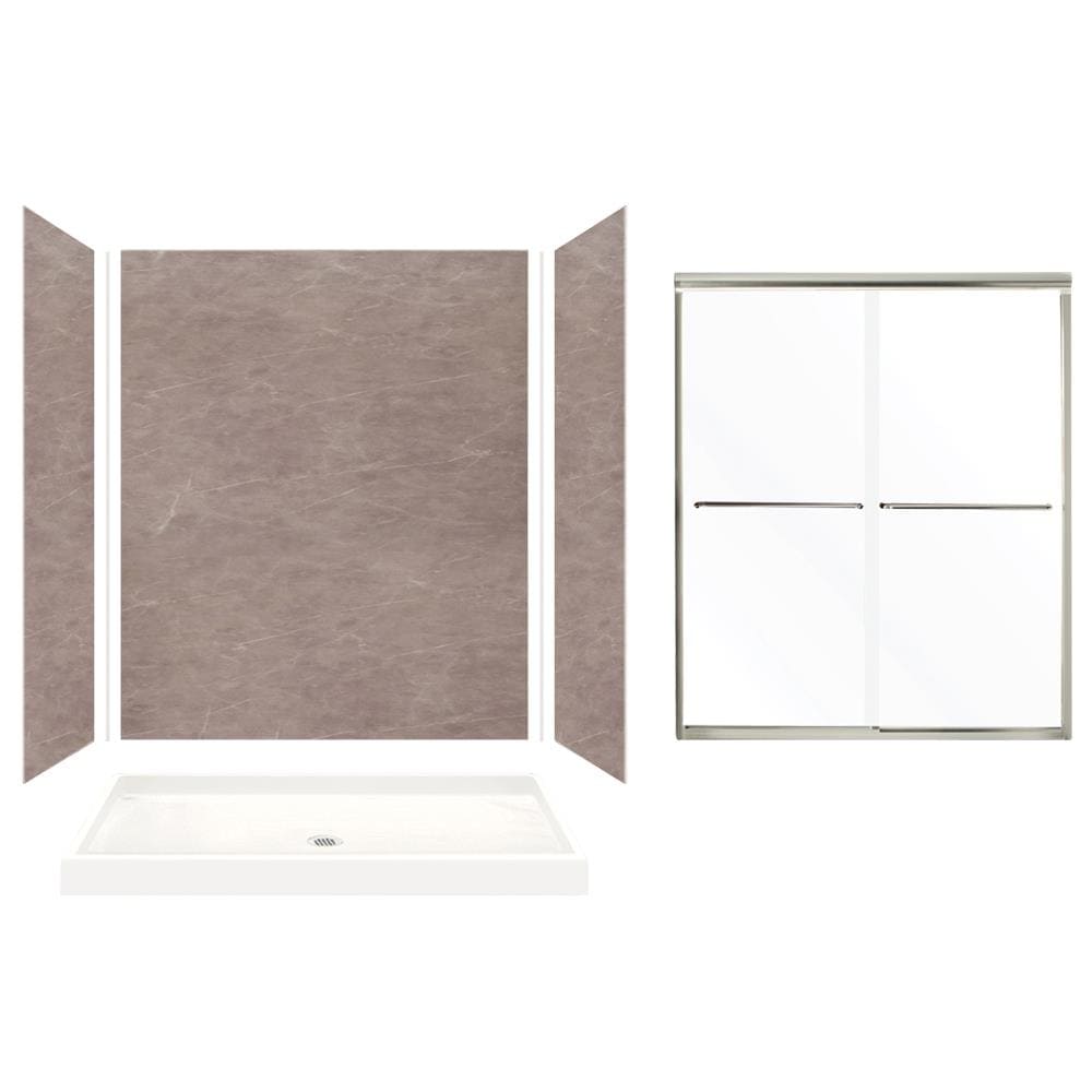 Transolid KSE603272-5475NC-42 Expressions Dover Stone 32-Piece 32-in x 60-in x 72-in Alcove Shower Kit (Center Drain) Drain Included